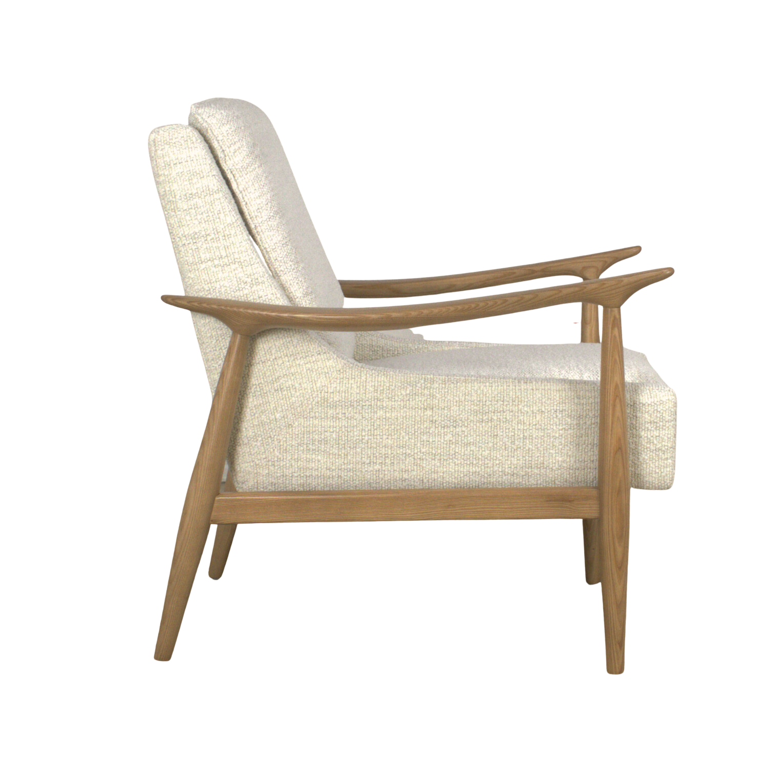 Nassau Lounge Chair - Pearl Boucle Upholstered Modern Accent Chair for Living Room, Bedroom, or Office - Comfortable Mid-Century Style Seating for Relaxing & Reading