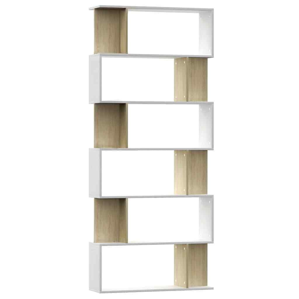 GXP White & Sonoma Oak Book Cabinet - Room Divider & Bookshelf Organizer for Home Office, Living Room & Bedroom Storage Solutions