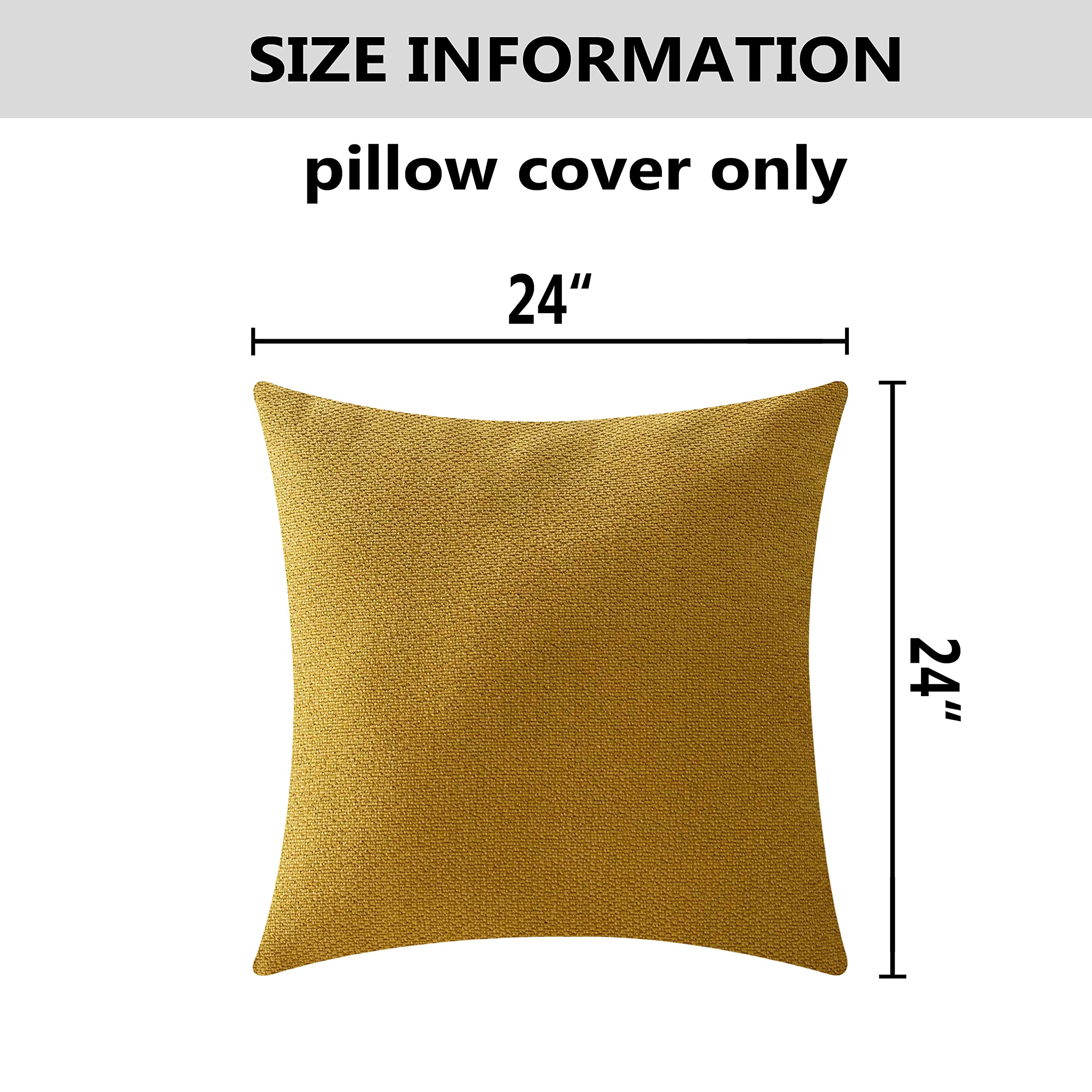 Premium Chenille Euro Pillow Covers 24x24 Inch (60 cm) - Soft Textured Decorative Pillow Shams for Living Room, Bedroom, Office & Patio - Set of 2 Yellow Cushion Covers - Easter & Home Decor Accent