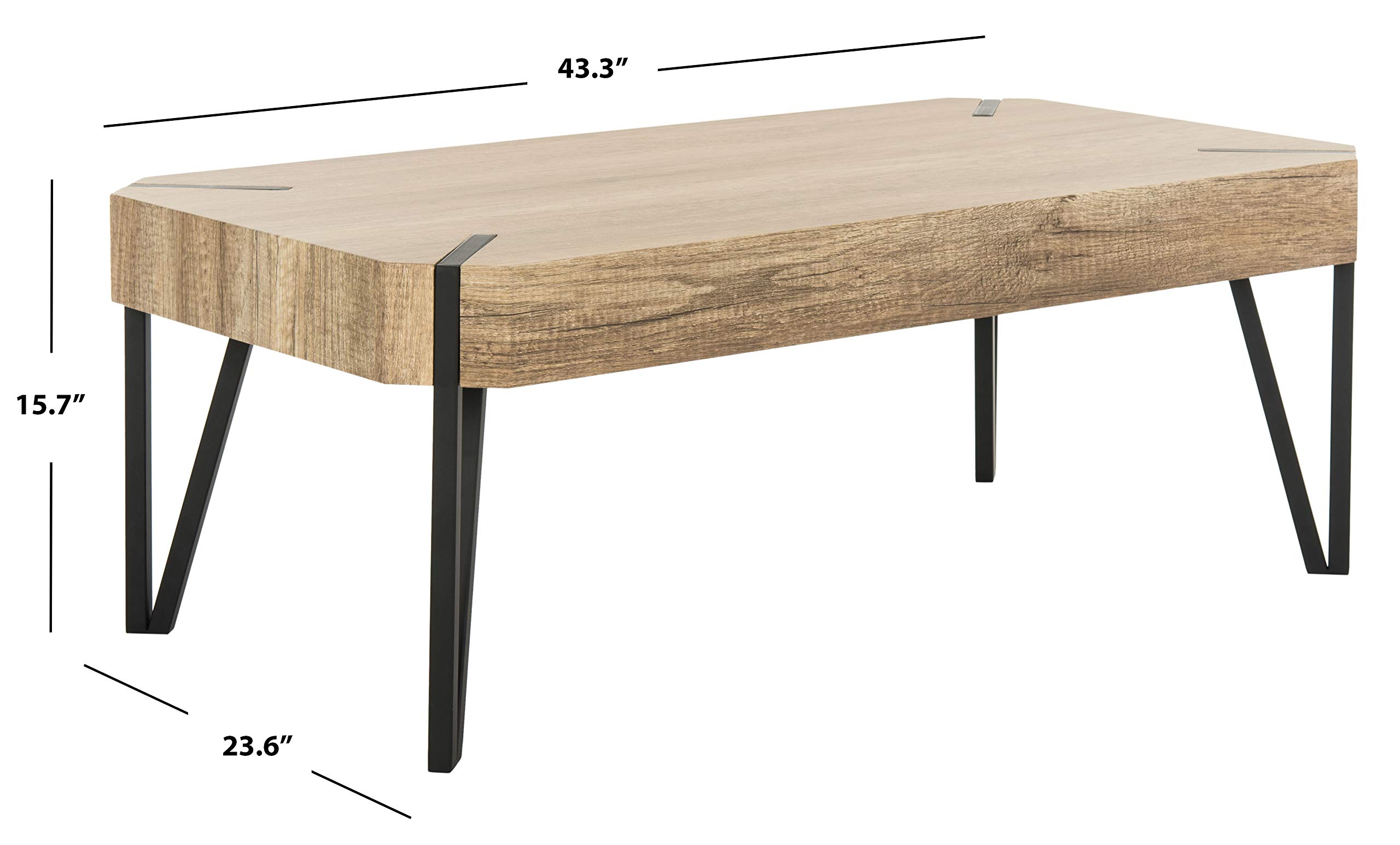 Safavieh Home Liann Rustic Brown & Black Glass Top Coffee Table - Modern Living Room Furniture for Small Spaces & Apartments