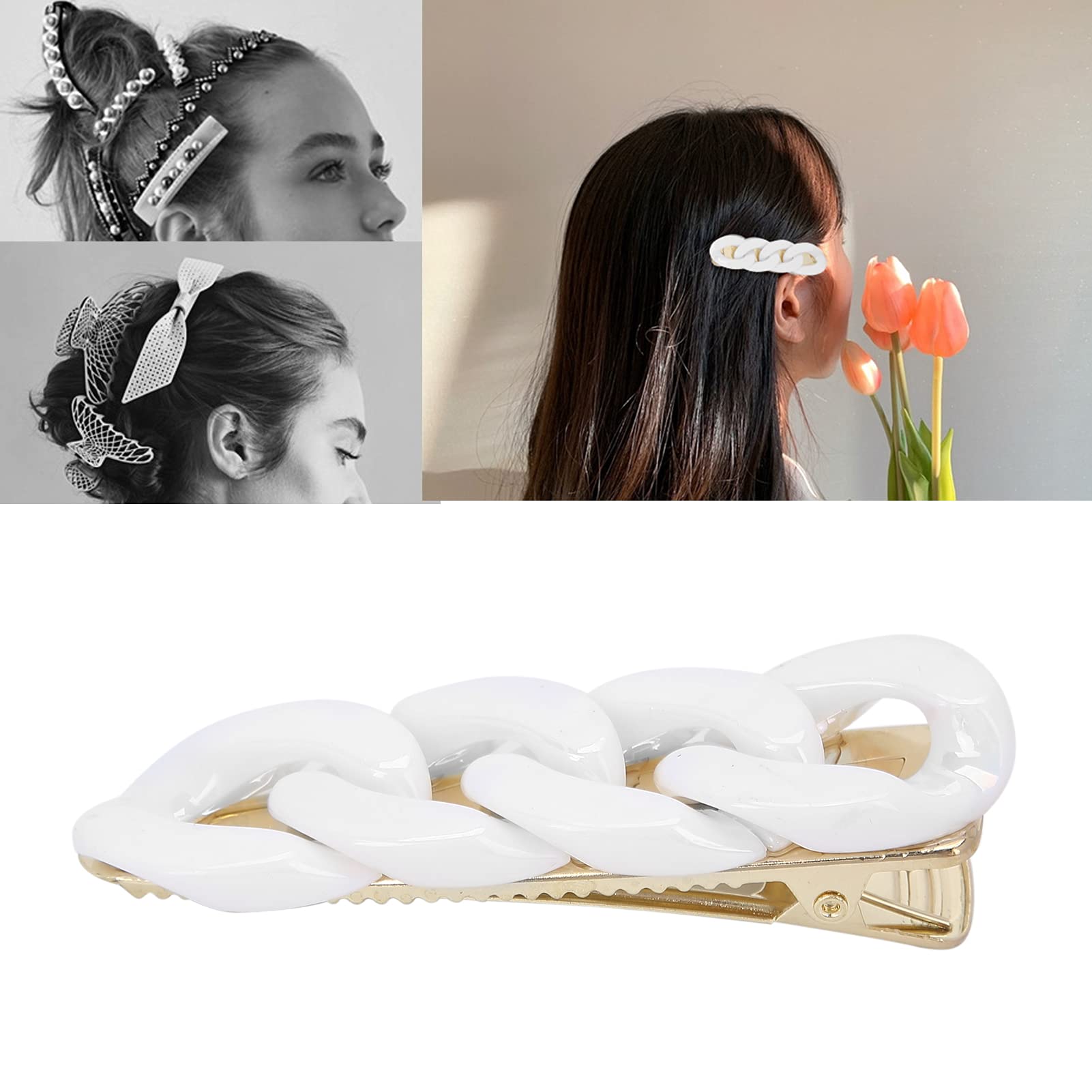 Laser Milk White Hair Clips for Girls - Secure Hair Barrettes for Daily Wear, School, Dance Parties & Special Occasions