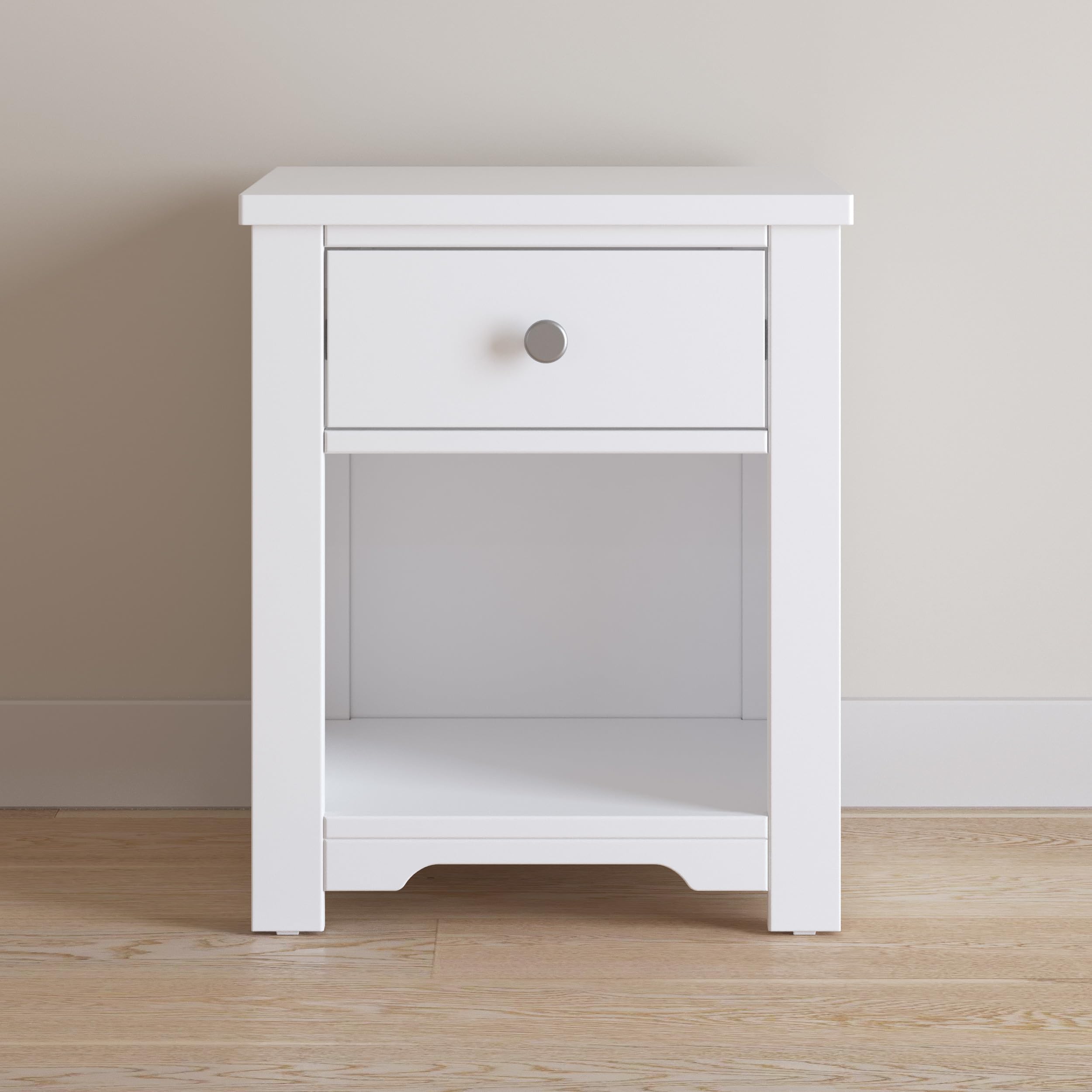 Child Craft Harmony Nightstand - Matte White Finish, Modern Kids Bedroom Furniture, Sturdy & Safe for Toddlers - Perfect for Bedside Storage, Reading Nook, or Nursery Decor