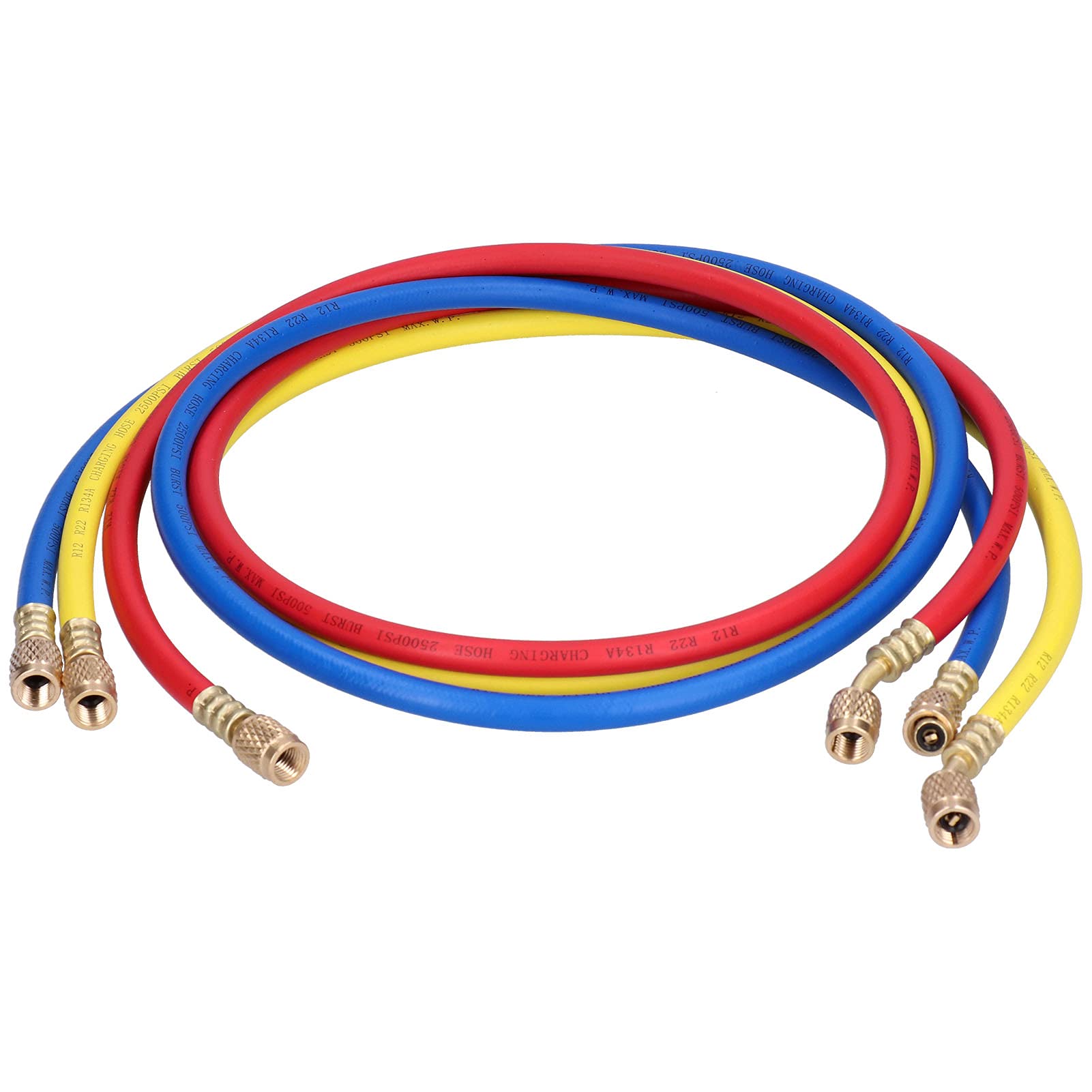 3-Color Refrigerant Charging Hose 1.5M - AC Charging Hose for Automotive & Industrial AC Systems | Accurate HVAC Refrigerant Transfer for Car Repair & Commercial Air Conditioning Maintenance