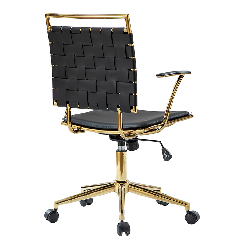 Amalia Modern Rattan Weaving Swivel Office Chair with Backrest - Ergonomic Desk Chair for Home Office, Study & Workspace
