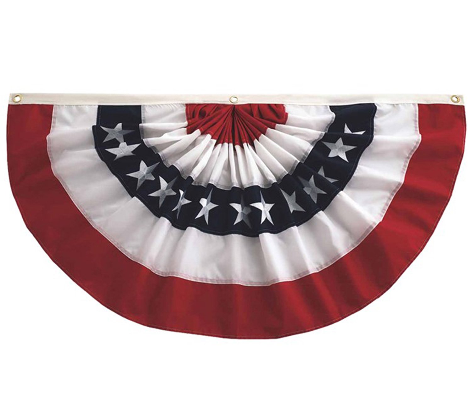 3' x 6' Patriotic Pleated Bunting Fan - Red White & Blue Decorative Outdoor Breeze Fan for 4th of July, Memorial Day, and Summer Parties