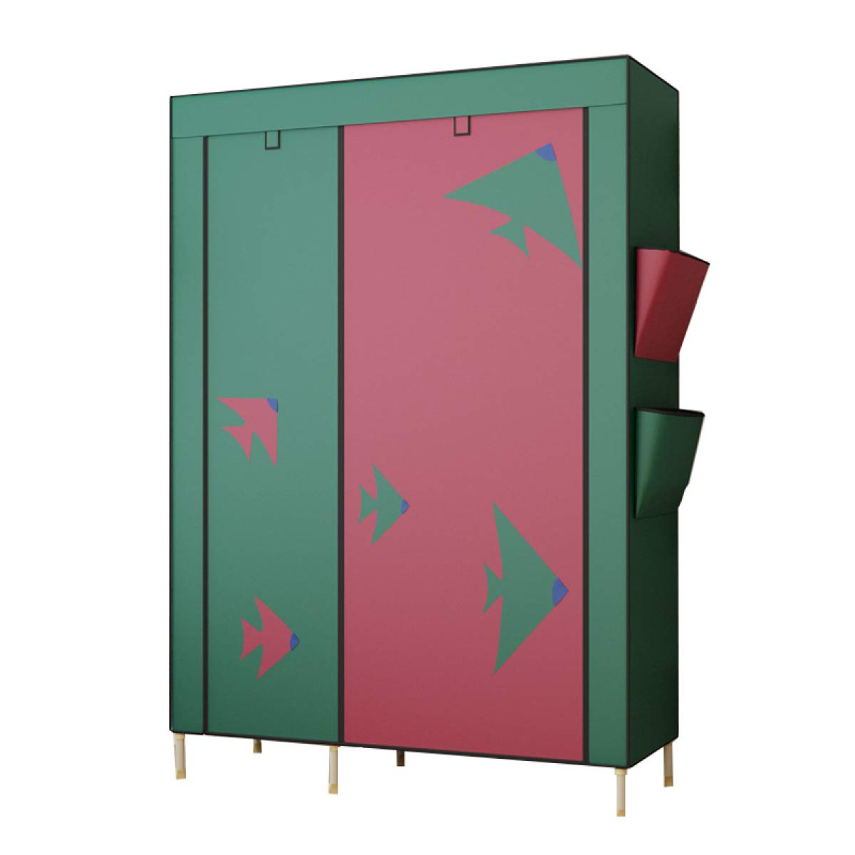 BYCDD Portable Cloth Wardrobe for Bedroom - Heavy Duty 25mm Steel Pipe Closet Organizer with Shelves, Green (51x20x75 inches) - Perfect for Small Spaces, Dorm Rooms & Apartment Storage