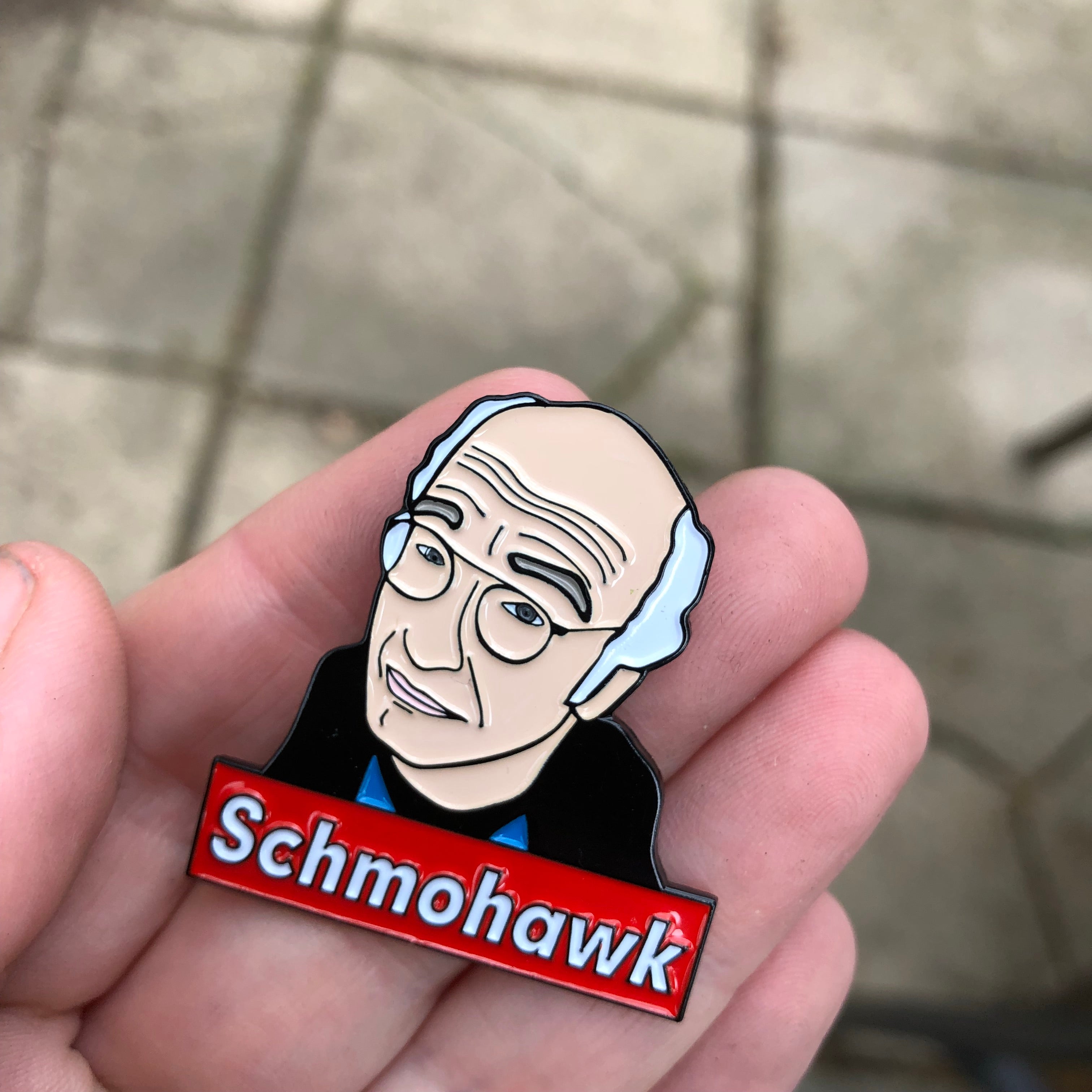 Larry David Schmohawk Enamel Pin - Funny Curb Your Enthusiasm Collectible Badge - Perfect for Backpacks, Jackets & Gifts for TV Show Fans