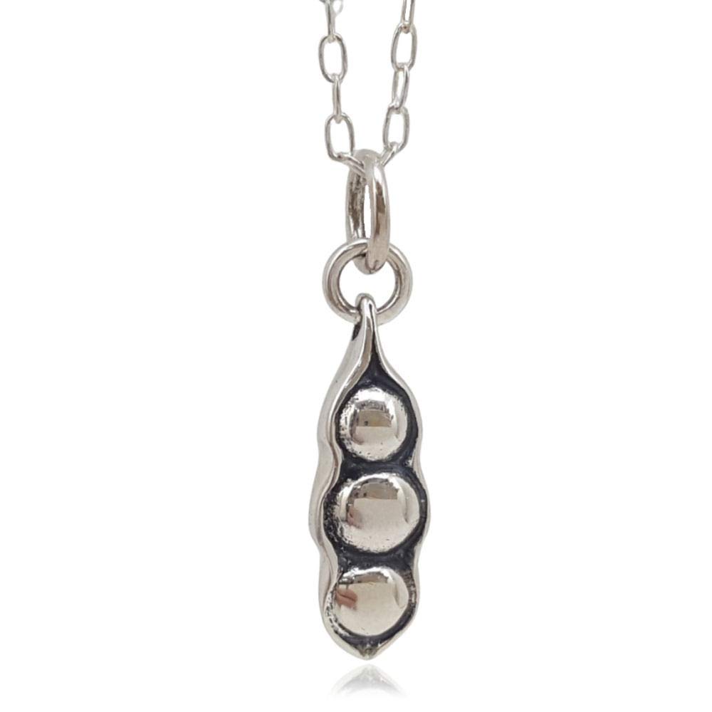Sterling Silver Three Peas in a Pod Charm Necklace - 18 Inch Dainty Jewelry for Women, Gift for Mom Sister Daughter - Perfect for Birthdays, Anniversaries & Everyday Wear