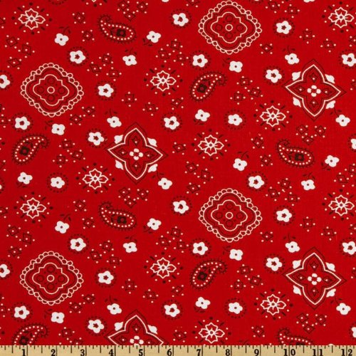 Red Bandana Print Fabric by the Yard - Premium Cotton Material for DIY Crafts, Quilting, Sewing & Fashion Accessories