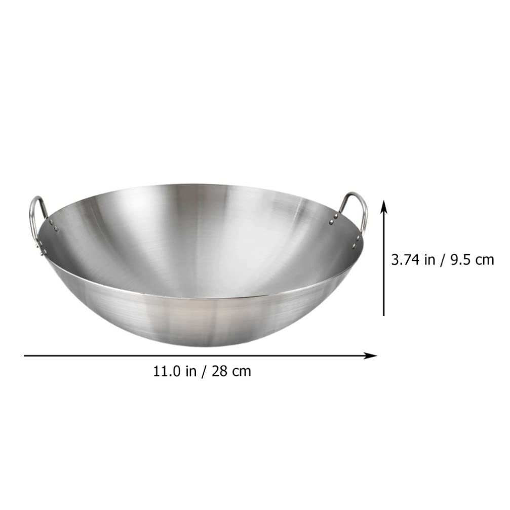 Premium Stainless Steel Wok Pan with Lid - Non Stick Carbon Steel Stir Fry Skillet, Saute Pan & Chef's Cookware - Double Handle Design for Even Heat Distribution - Perfect for Asian Stir Fry, Sautéing, Deep Frying & Home Cooking