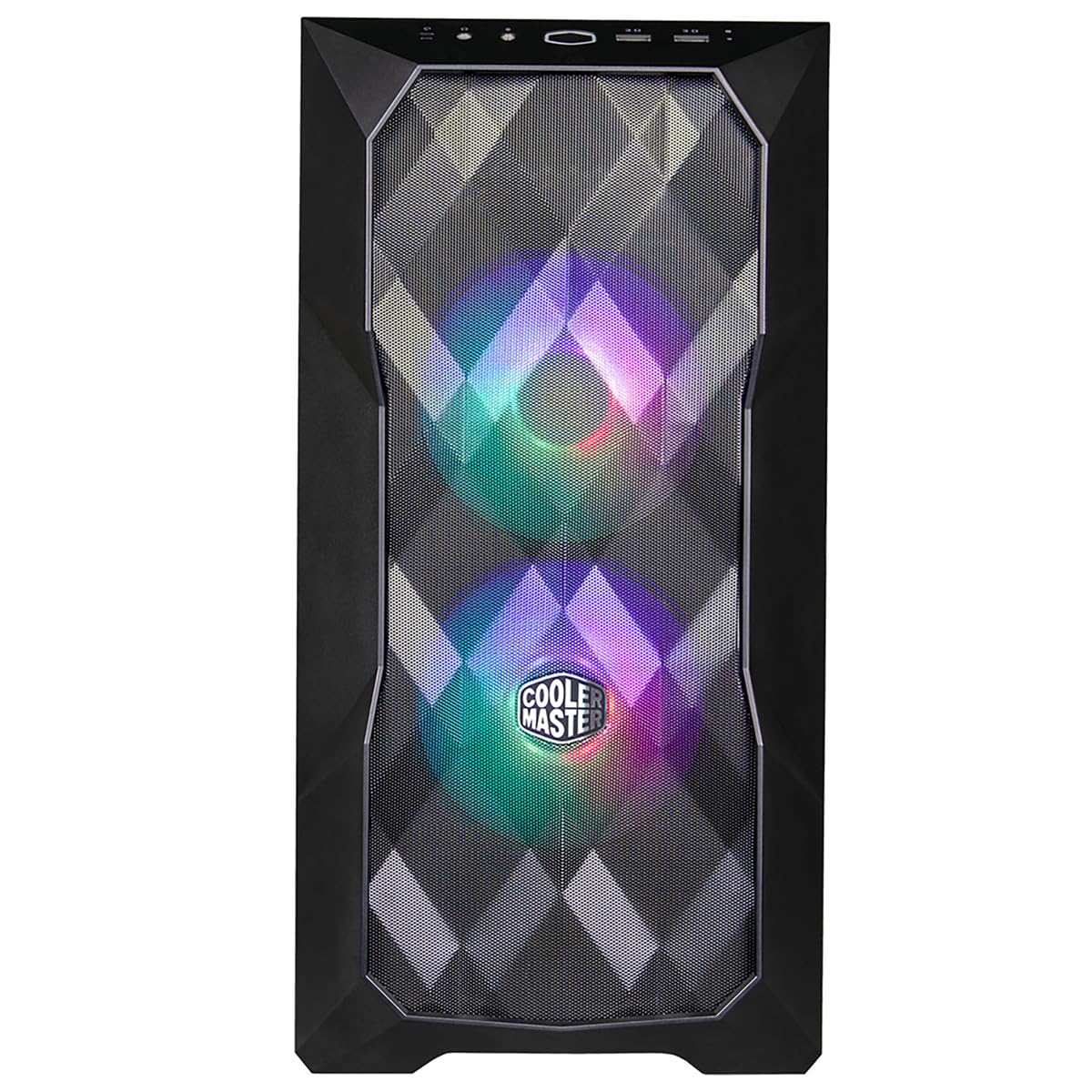Cooler Master TD300 Mesh Micro-ATX PC Case - Polygonal Mesh Front Panel, Removable Top, ARGB/PWM Hub, Tempered Glass, Dual Sickleflow PWM ARGB Fans - Perfect for Gaming Rigs & High-Airflow PC Builds