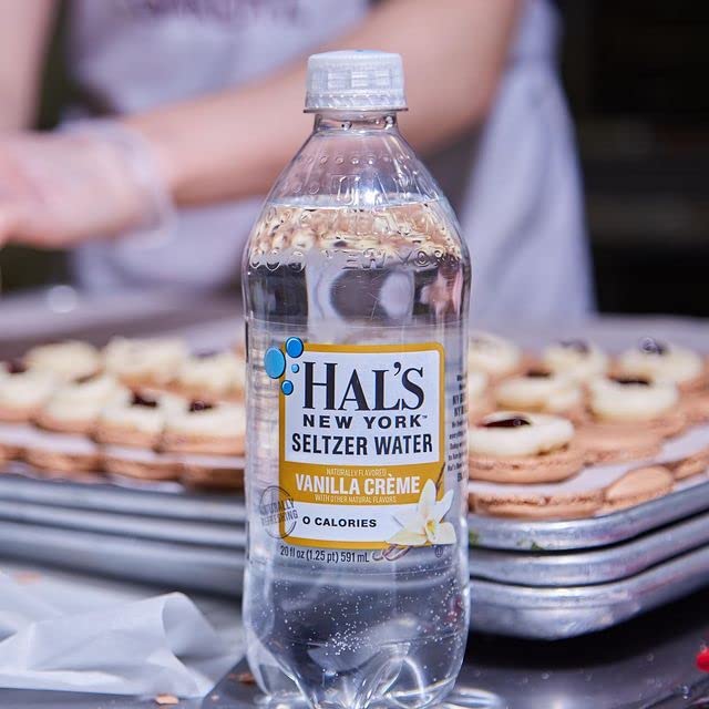 Hal's New York Seltzer Sparkling Water - Vanilla Cream Flavor | Zero Sugar, Zero Calorie, Zero Carb | 20 Fl Oz (6-Pack) | Refreshing Beverage for Parties, Picnics & Healthy Lifestyle