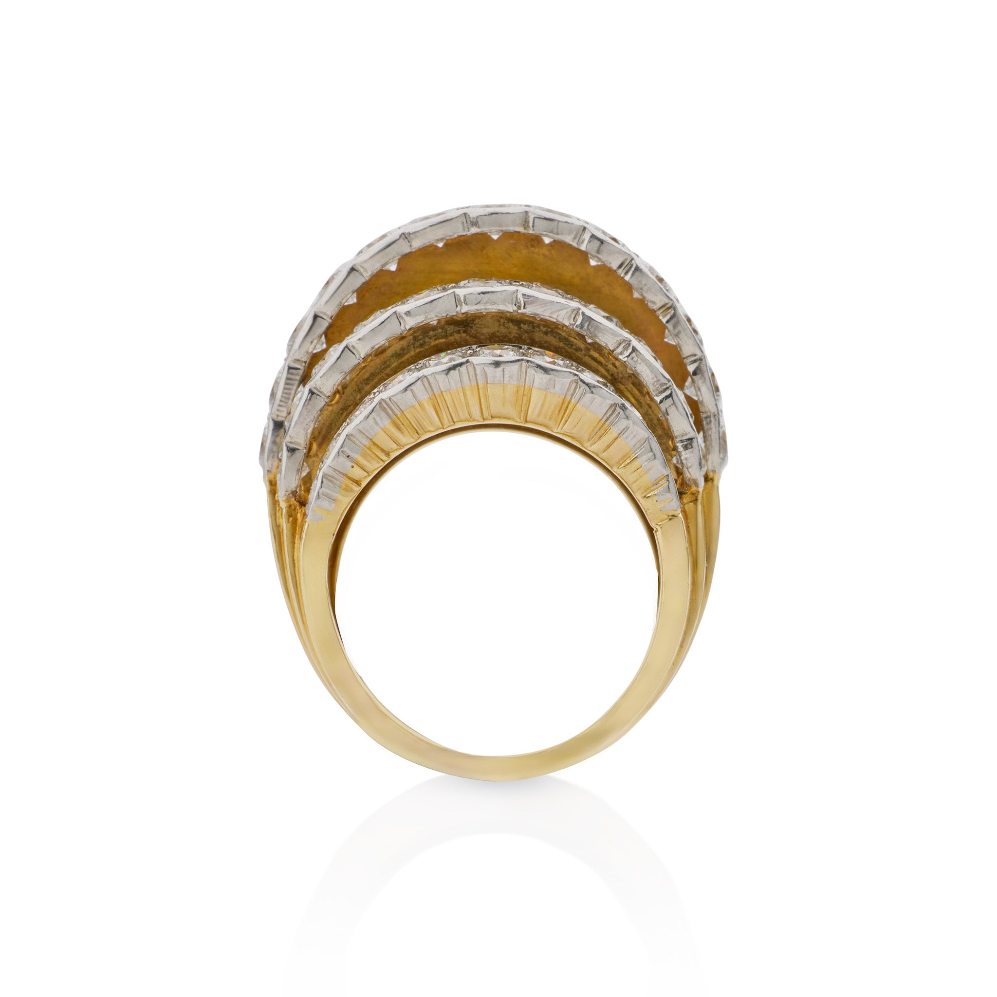 Cartier Stepped 18K Gold and Diamond Ring for Women - Luxury Wedding Band, Anniversary Gift & Engagement Jewelry - Perfect for Special Occasions, Date Nights & Formal Events