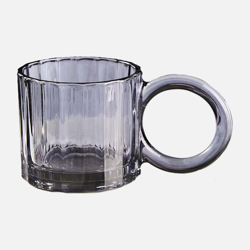 Opa Ring Glass Mug - 12oz Clear Glass Coffee Cup with Handle, Perfect for Hot Tea, Iced Coffee, and Smoothies at Home, Office, or Cafe
