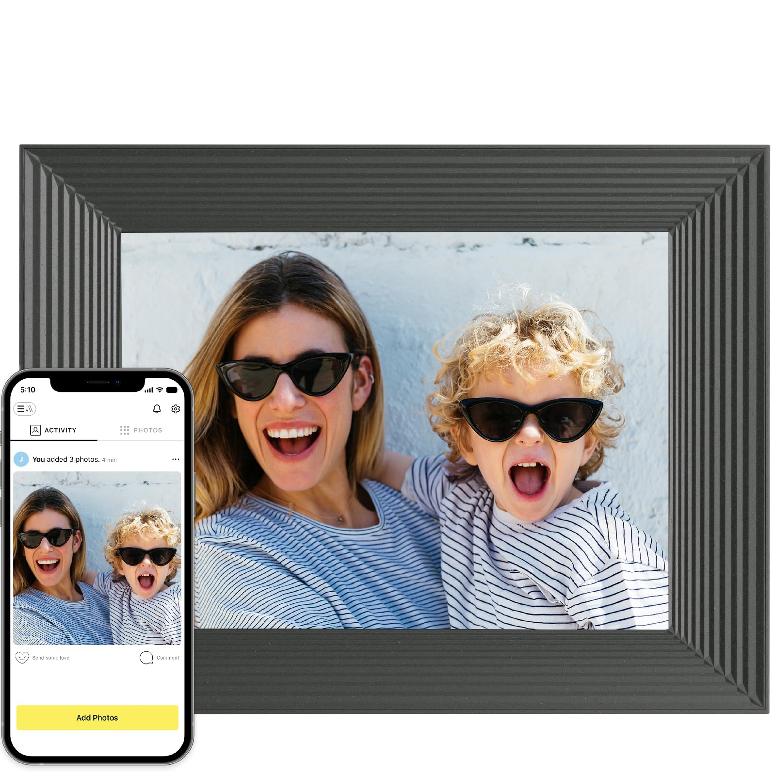 Aura Mason WiFi Digital Picture Frame - Best Digital Photo Frame for Gifting | Wireless Display for Family Photos | Easy Setup via Aura App | Unlimited Cloud Storage | Black Frame - Perfect for Home, Office & Holiday Gifts