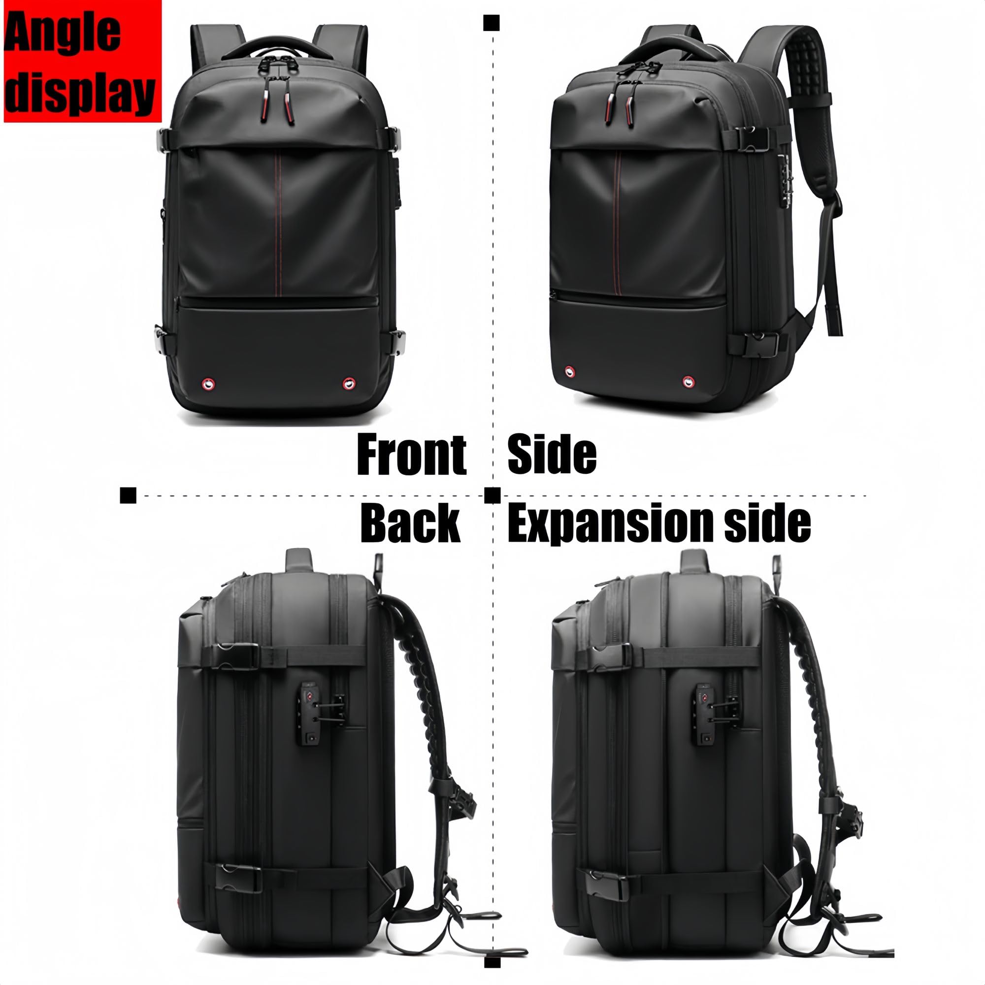 **Alepeak 60L Expandable Vacuum Compression Backpack - Large Capacity Anti-Theft Travel Backpack for Hiking, Camping & Air Travel (Black)**