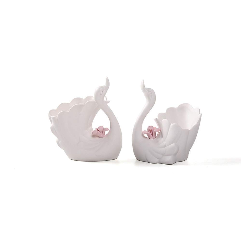 Antique Vintage European Style White Swan Ceramic Vase - Mini Decorative Planter Pot for Indoor & Outdoor Use, 2-Pack with Vented Holes - Perfect for Home Decor, Garden Fence, and Flower Arrangements