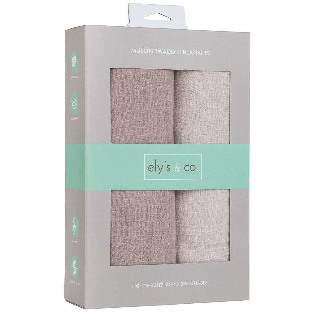 Ely's&Co. 100% Cotton Muslin Swaddle Blankets for Babies (2 Pack) - Soft & Breathable for Newborn Swaddling, Nursing Cover, Stroller Blanket