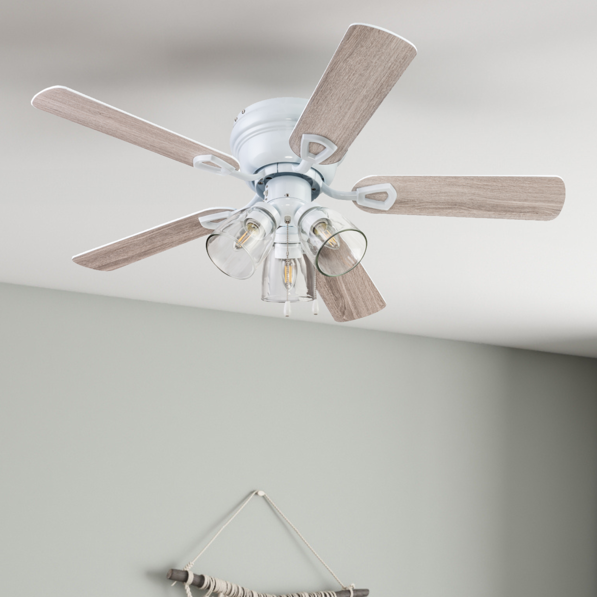 42 Inch White Renton Ceiling Fan with Pull Chain - Perfect for Living Room, Bedroom, and Outdoor Patio Cooling