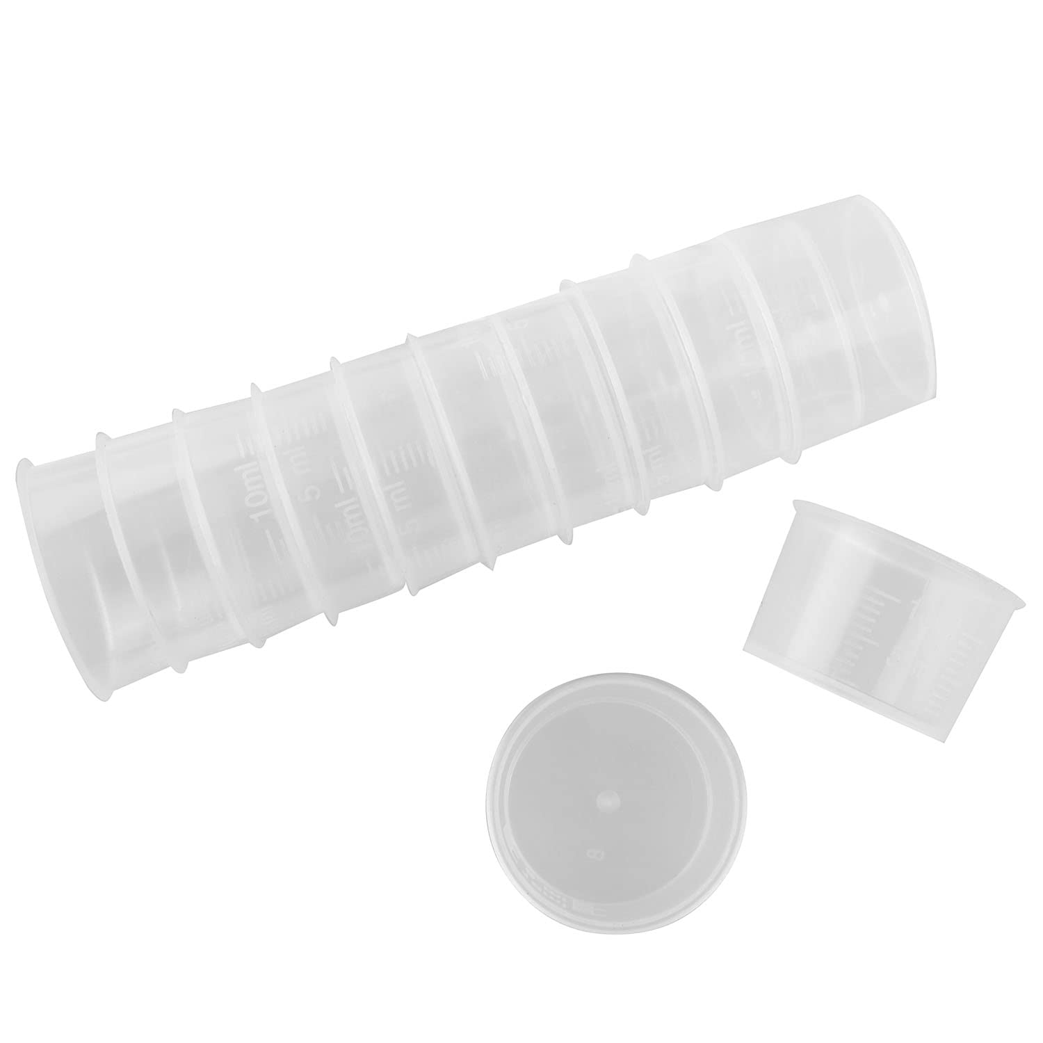 50pcs 10ml Disposable Measuring Cups with Scales - Transparent Plastic Liquid Mixing Cups for Laboratory, Kitchen & DIY Projects | Perfect for Baking, Cooking, Science Experiments & Crafts