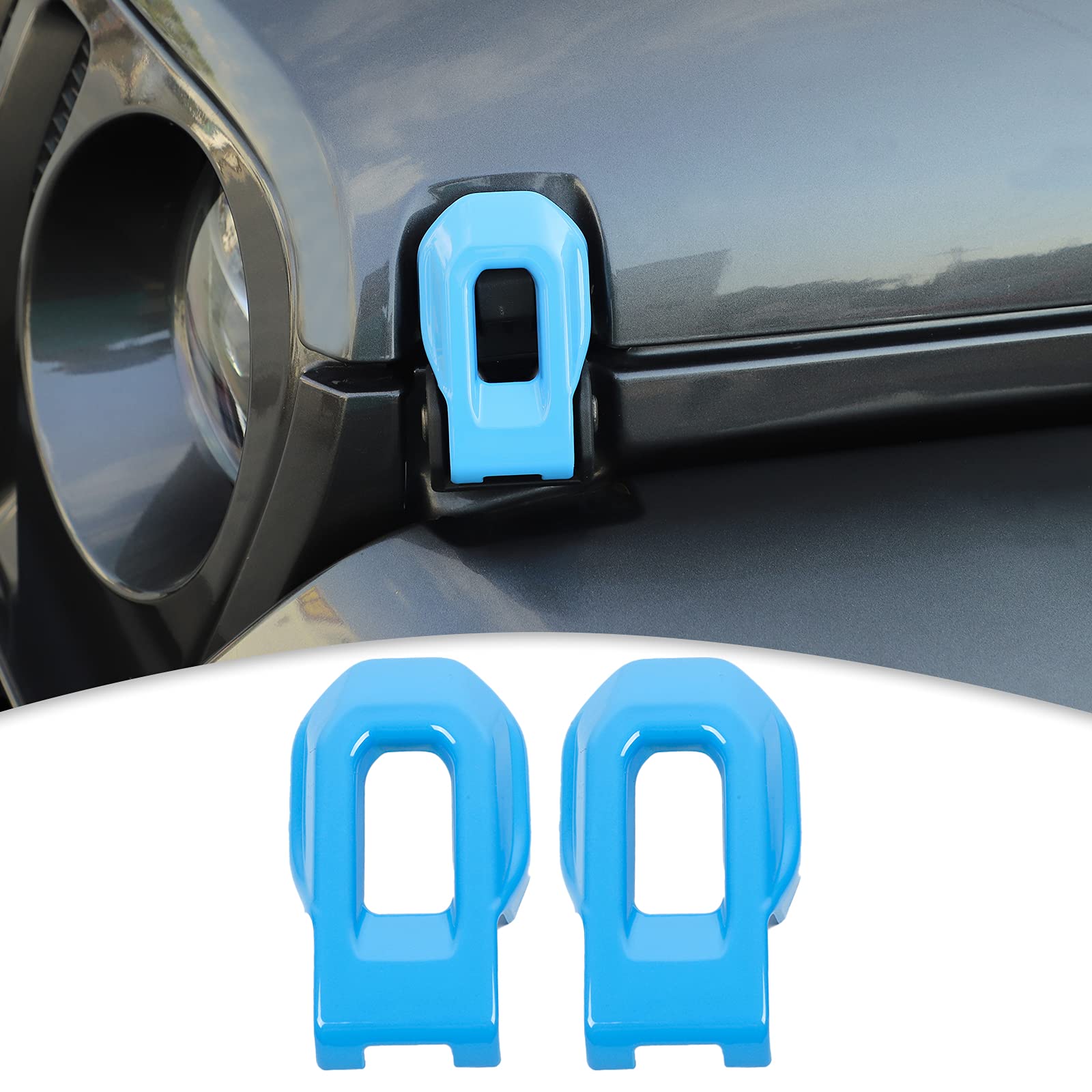 CheroCar Jeep Hood Lock Latches Cover - Compatible with 2018-2021 Jeep Wrangler JL/JLU & 2020-2021 Gladiator JT - Light Blue Exterior Accessories & Decoration Stickers - Off-Road Protection & Custom Style Upgrade