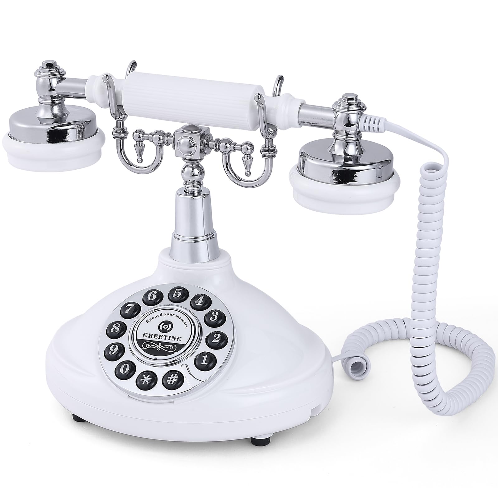 Vintage White Audio Guest Book Phone - Custom Wedding Guestbook for Recording Messages, Parties, Birthdays & Special Events - Perfect for Rentals, Confessions & Memorable Occasions