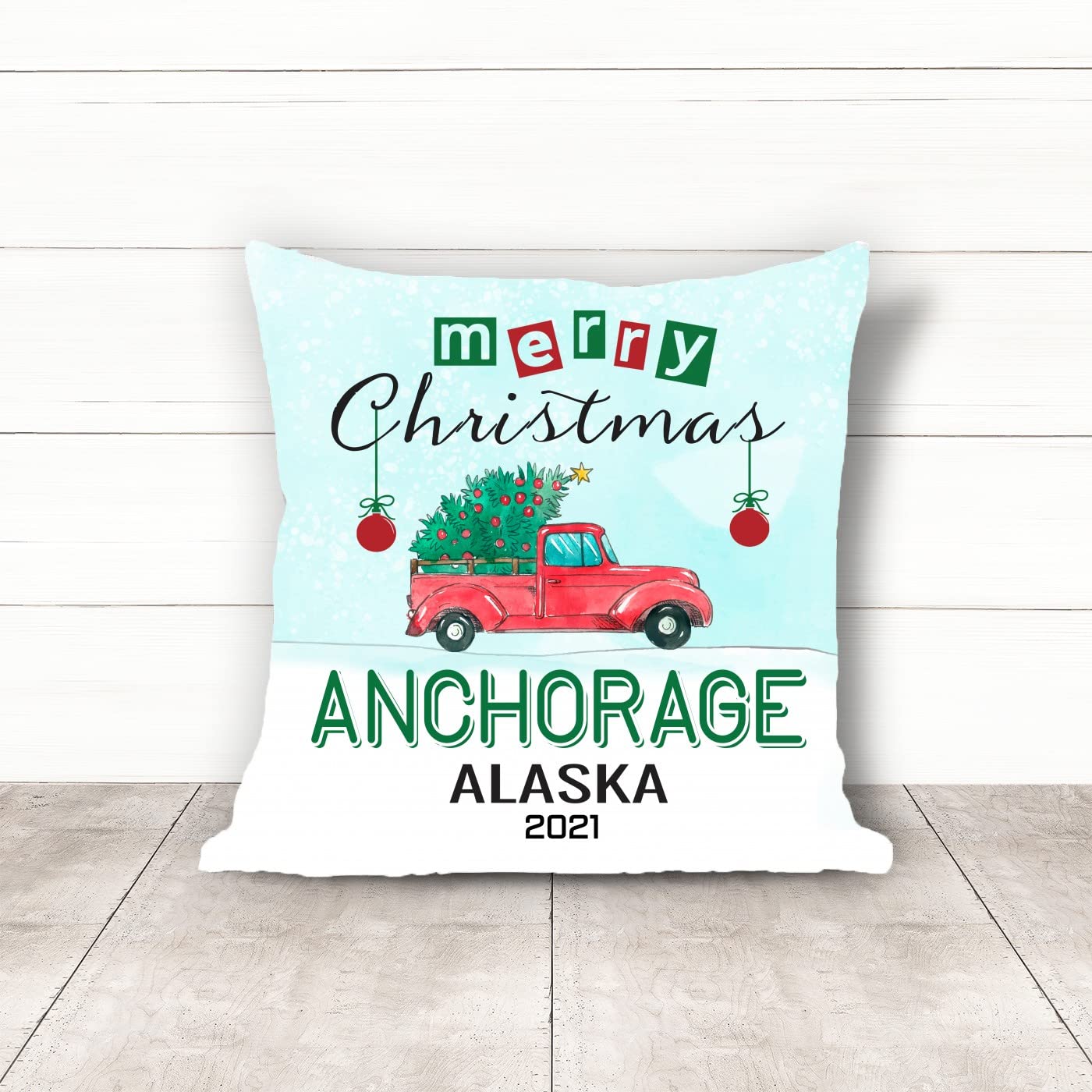 18x18 Inch Christmas Pillow Covers - Merry Holiday Decor for Sofa, Bed & Car - Festive Alaska Anchorage Design - Perfect for Xmas, Autumn & Winter Home Decor