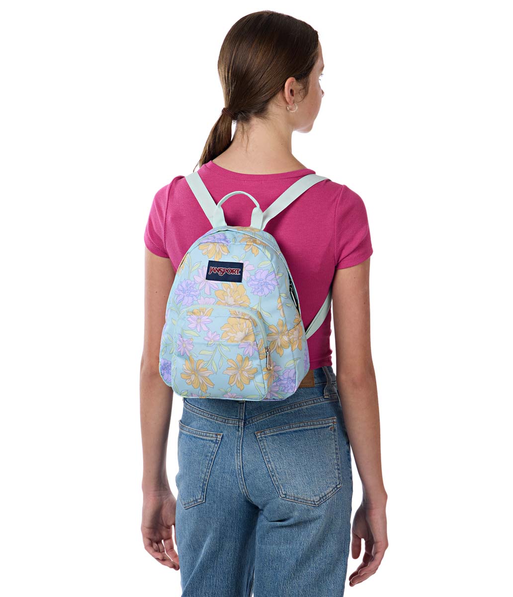 Jansport Half Pint Backpack - Lightweight Faded Floral Print in Fresh Mint Green | Perfect for School, College, Travel & Everyday Use