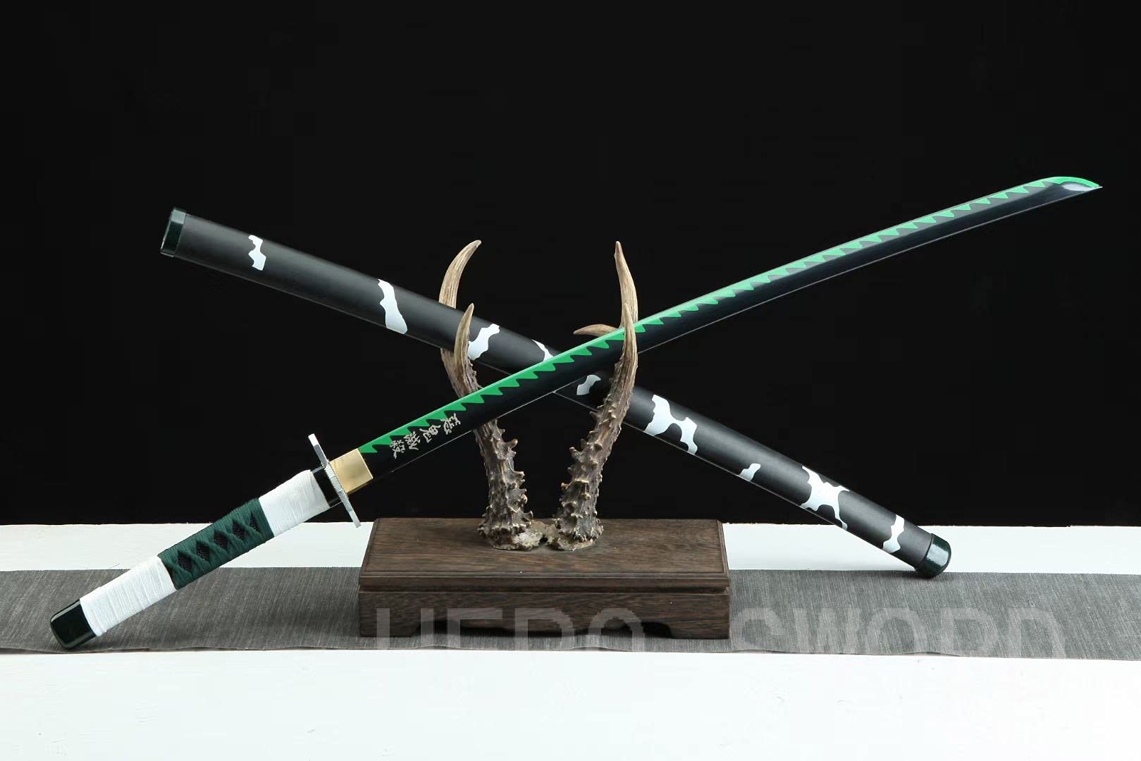 HERO SWORD Japanese Anime Katana - Hand Forged 1045 Carbon Steel Samurai Sword, Full Tang Handmade Sharp Blade - Demon Slayer Inspired Katana for Cosplay, Martial Arts Training & Collection