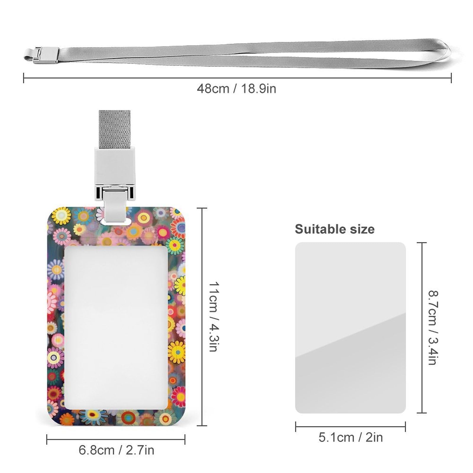 Funny Flower Couture ID Badge Holder with Detachable Neck Lanyard - Office Accessories for Staff & Employees - Perfect for Work, Conferences & Security Identification