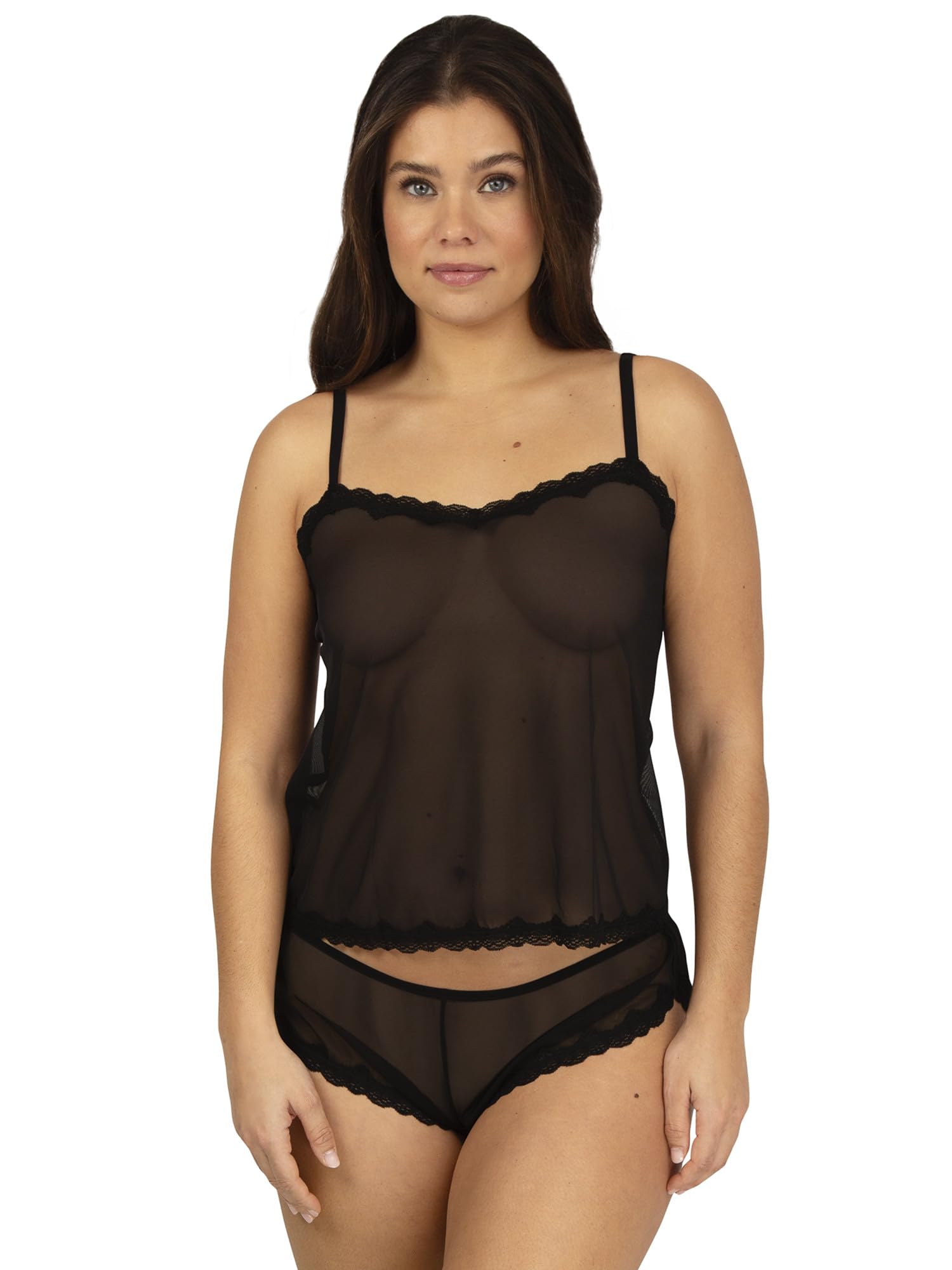 Smart & Sexy Women's Mesh Cami & Shorts Sleepwear Set - Comfortable Loungewear for Sleep, Relaxation & Summer Nights