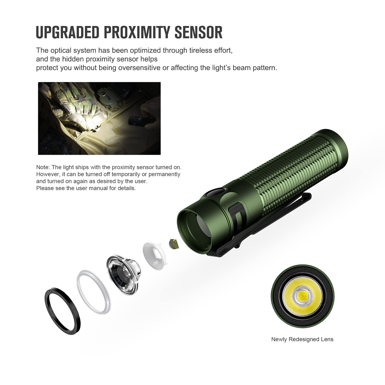Olight Baton 3 Pro Max 2500 Lumens Rechargeable Flashlight with Cool White Light & Safety Proximity Sensor - EDC Tactical Torch for Camping, Hiking, Emergency & Outdoor Adventures