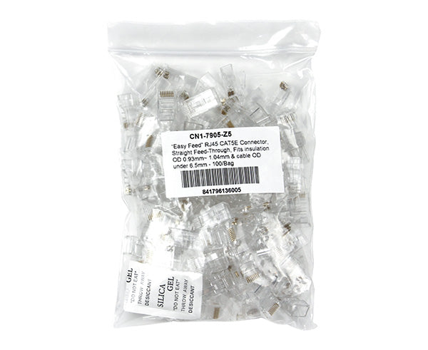 CAT5E Easy Feed RJ45 Connector - 25 Pack for Ethernet Cables Under 6.5mm OD | High-Speed Network Installation & Home Office Setup