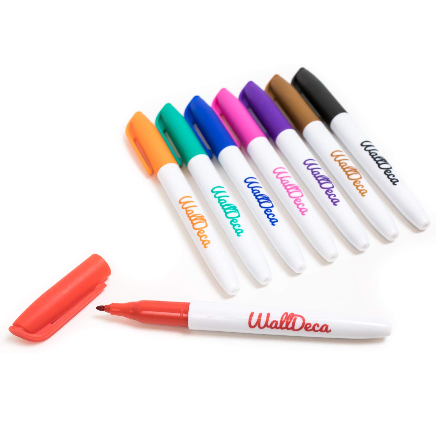 Fine Point Wet Erase Markers - 8 Colors, Smudge-Free for Whiteboards & Glass
