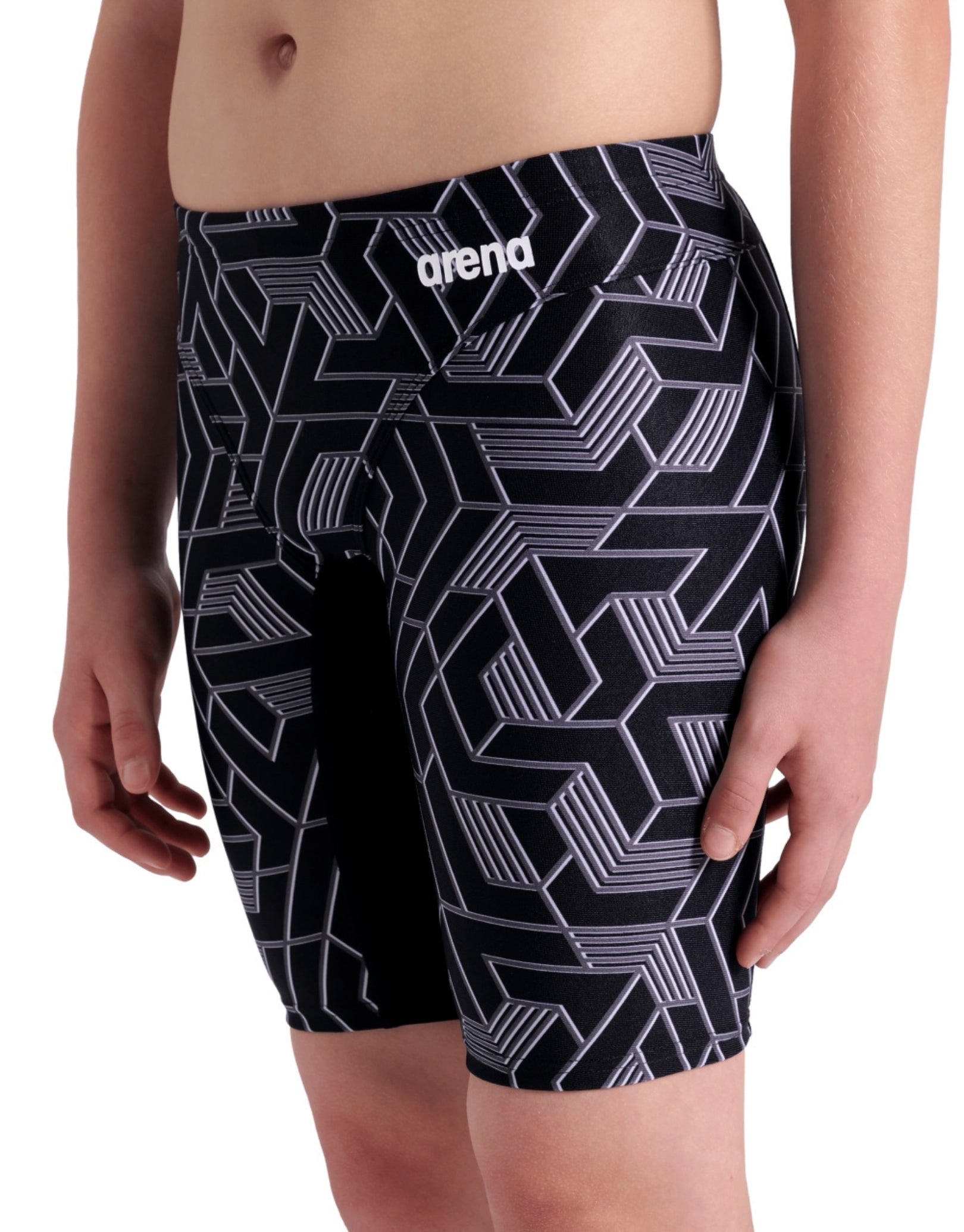 Boys' Swim Jammer - Black/Team - Quick-Dry Chlorine-Resistant Swim Shorts for Competitive Swimming & Water Sports