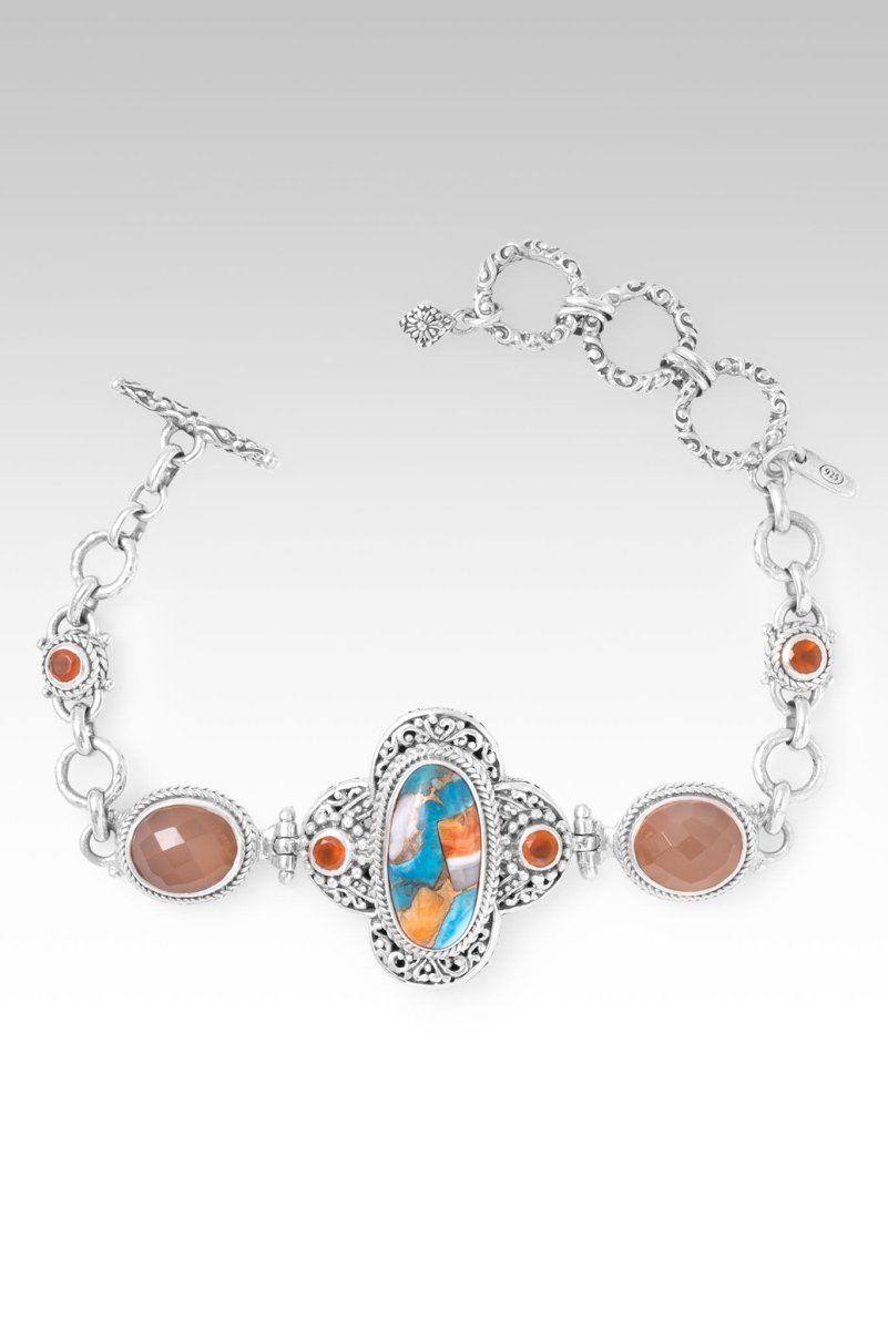 Wisdom in Surrender Bracelet - Kingman Turquoise, Spiny Oyster, Orange Moonstone & Carnelian Beaded Spiritual Jewelry - Perfect for Meditation, Yoga & Mindful Living