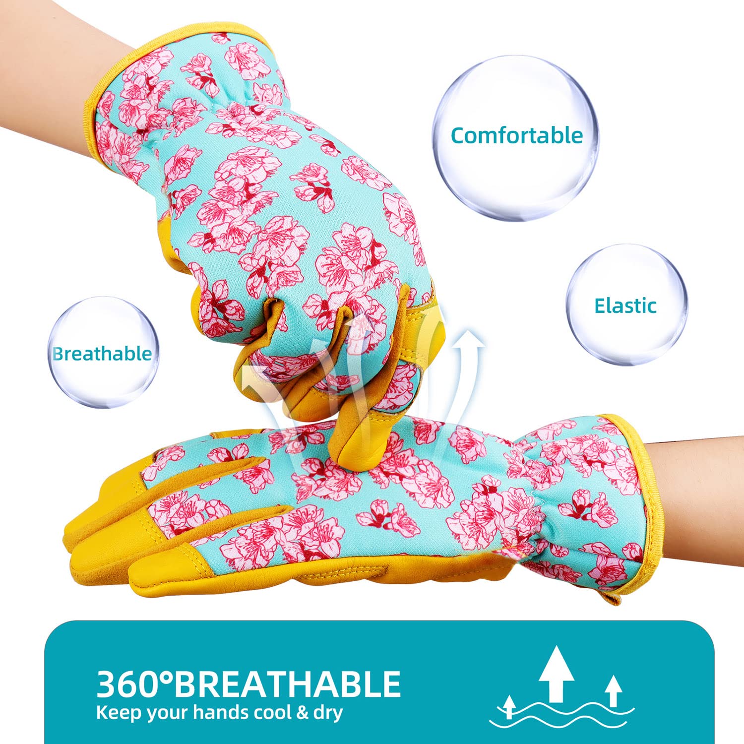Women's Cowhide Leather Gardening Gloves - Durable for Yard & Outdoor Work - Perfect Gardener Gifts
