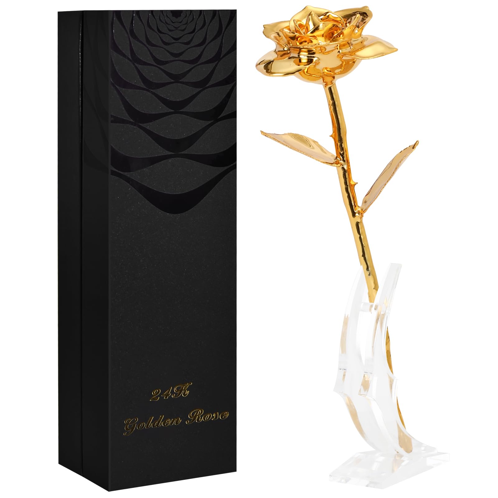 24K Gold Dipped Rose - Real Gold Plated Rose Flower Gift for Women, Mom, Wife - Romantic Anniversary, Valentine's Day, Birthday Present - Home Decor & Keepsake for Special Occasions