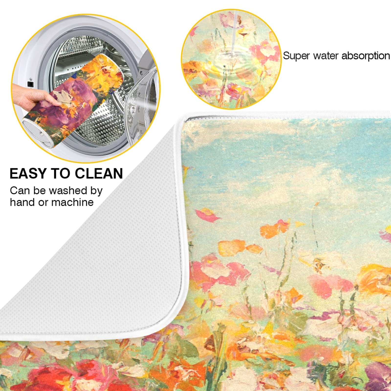 Premium Absorbent Reversible Microfiber Dish Drying Mat - 18