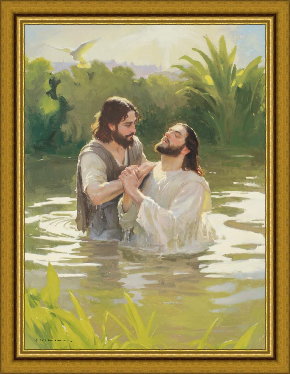 Baptism of The Savior Large Wall Art - Religious Christian Home Decor for Church, Living Room & Office - Inspirational Scripture Painting
