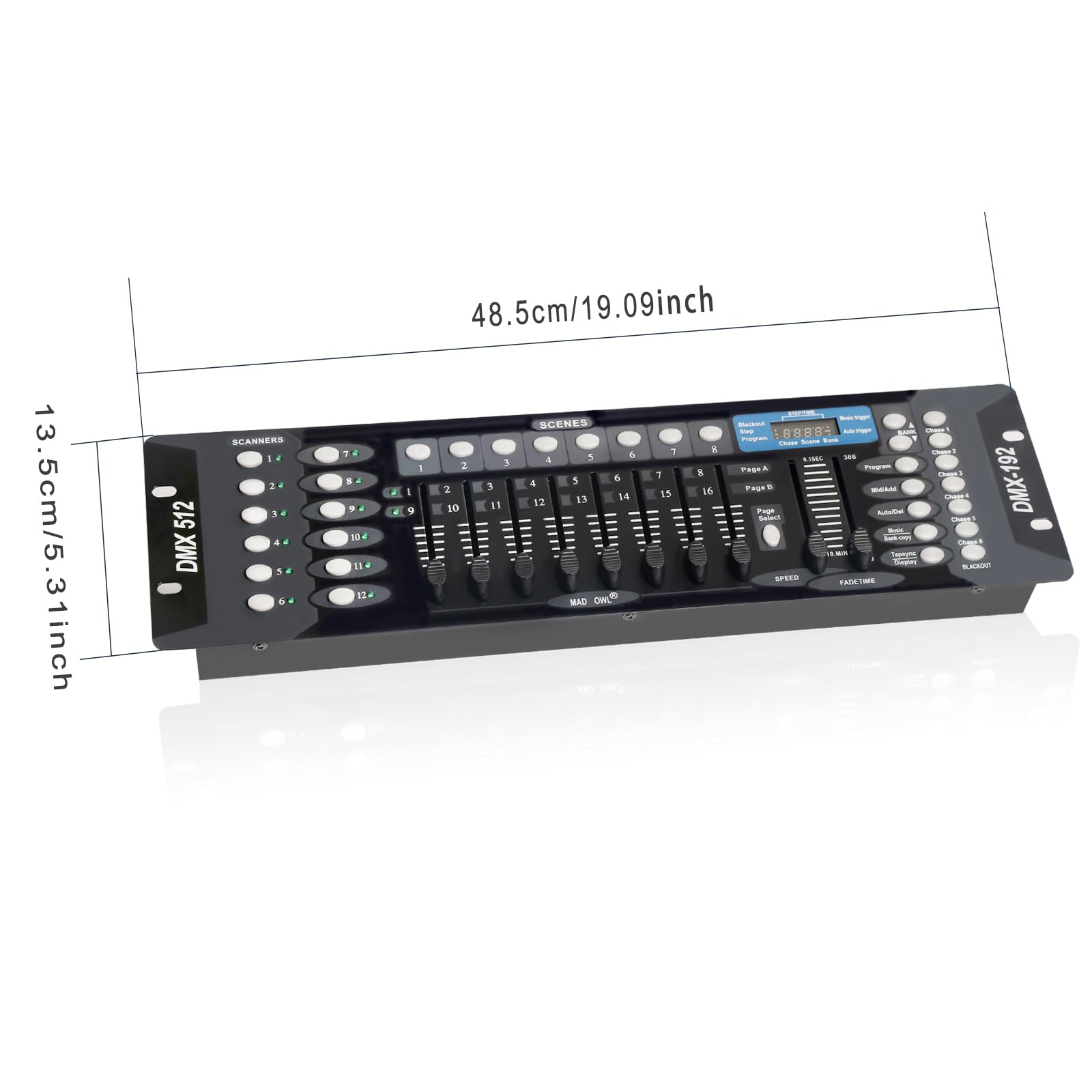 Professional 192-Channel DMX512 Controller for DJ Lights & Stage Lighting - DMX Board with 2m/6.6ft DMX Cables - Perfect for Clubs, Concerts & Live Events
