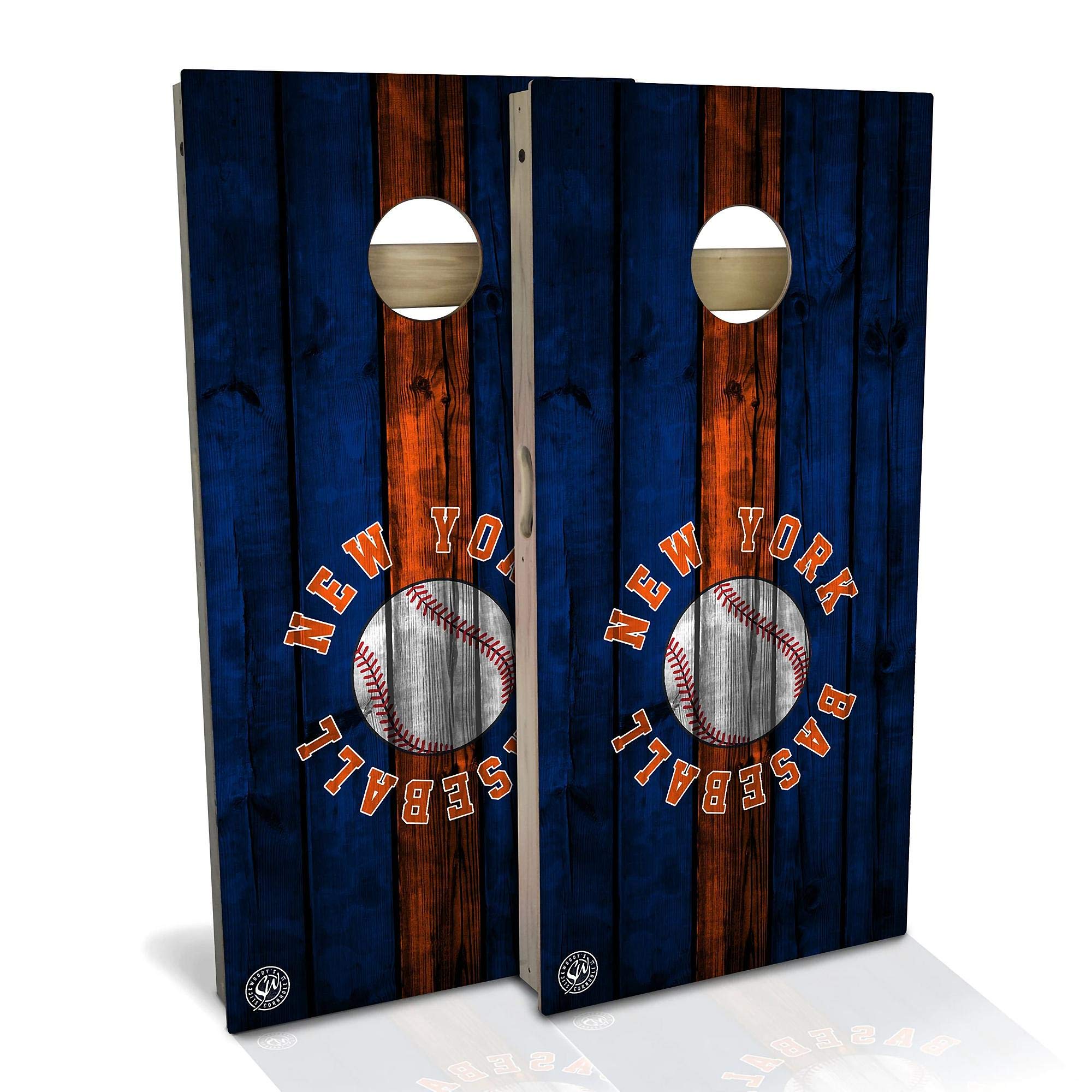 Skip's Garage New York Themed Cornhole Board Set - Premium Outdoor Game with 2 Boards & 8 Bags - Customizable Size & Accessories - Perfect for Backyard Parties, Tailgating, and BBQs
