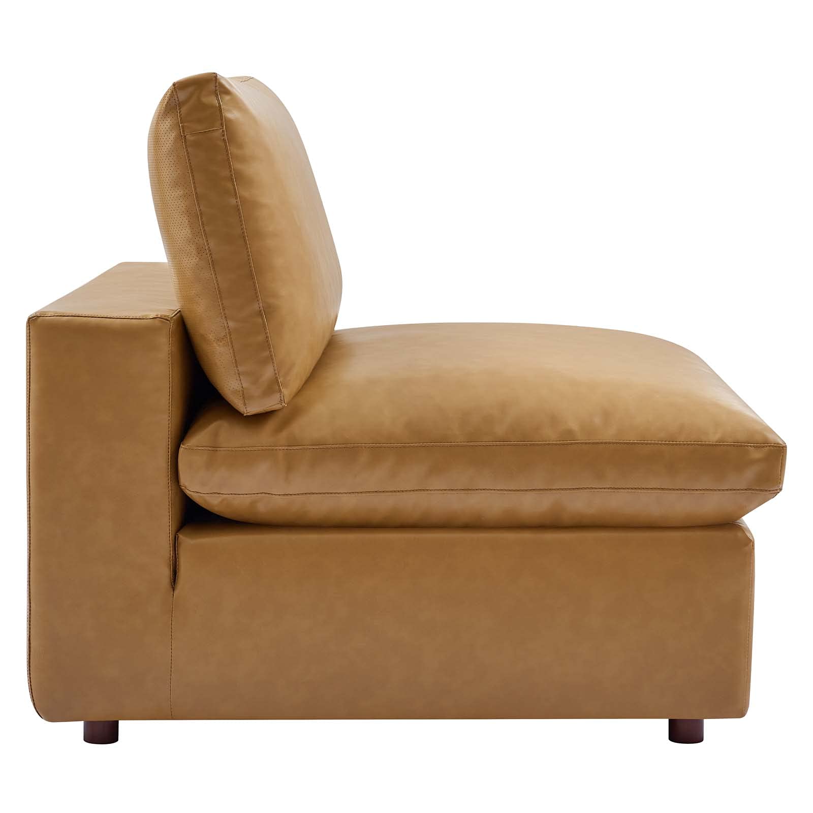 Modway Commix Modular Sofa - Armless Corner Sectional Couch in Tan Vegan Leather for Living Room, Lounge & Small Spaces
