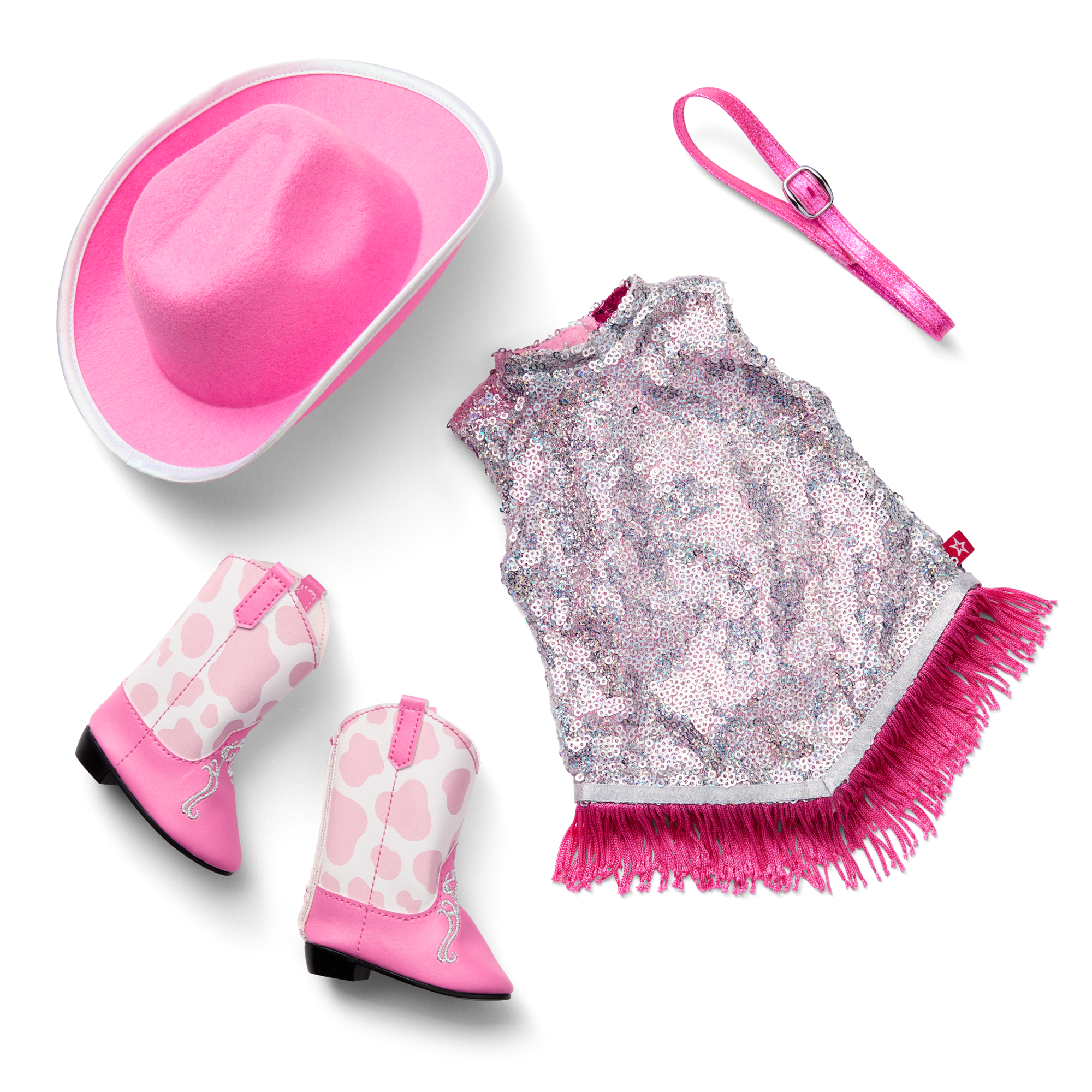 Pink Cowgirl Costume for 18 Inch Dolls - Western Outfit with Hat & Boots - Perfect for Playtime, Collecting, and Western-Themed Parties