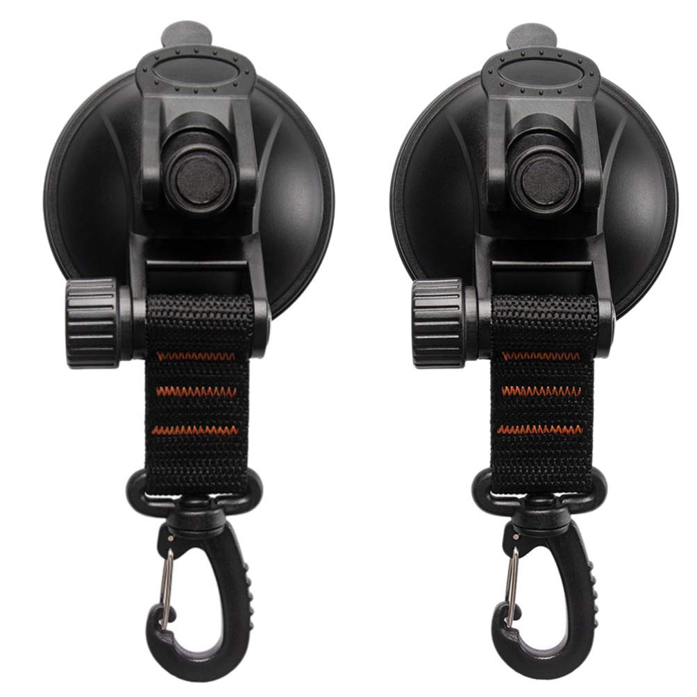 VICASKY 2 Pack Heavy Duty Suction Cup Hooks - Waterproof Sticky Hooks for Kayak, Paddle, Tarpaulin, Car Side Anchor & Travel Toiletries - No Drill ABS Plastic Outdoor Sports Accessories - Perfect for Camping, Boating, RV & Home Organization