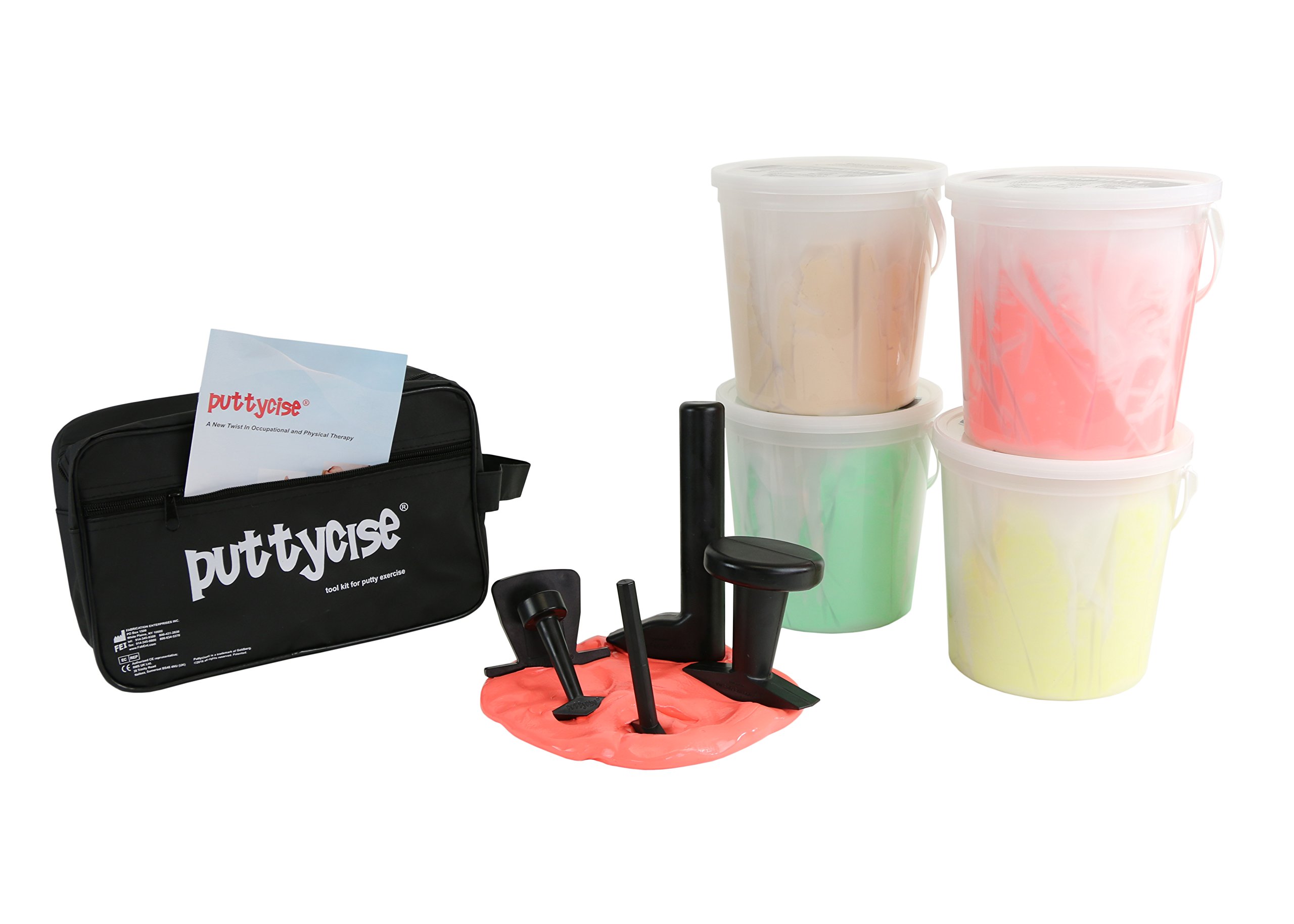 CanDo 10-2826 Puttycise Theraputty with Bag and Putties - 4 x 5 lb, Tan-Green, 5-Tool Set for Hand Therapy, Rehabilitation & Stress Relief - Ideal for Occupational Therapy, Physical Therapy & Home Exercise