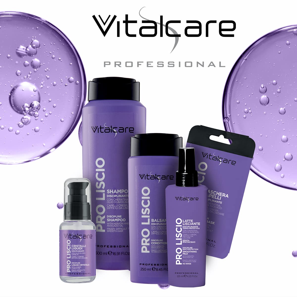 Vitalcare Pro Smooth Disinfectant Conditioner 250ml - Hair Care for Soft, Healthy & Germ-Free Locks - Ideal for Salons, Spas & Home Use