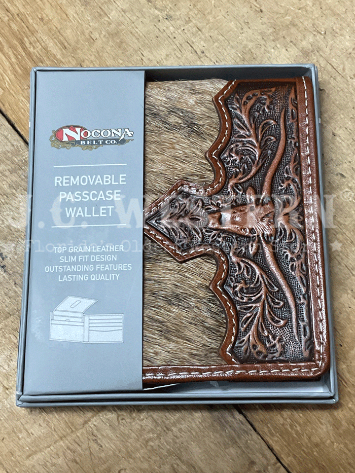 Nocona Men's Longhorn Bifold Passcase Wallet - Genuine Leather RFID Blocking Slim Wallet for Men - Perfect for Everyday Use & Travel Accessories
