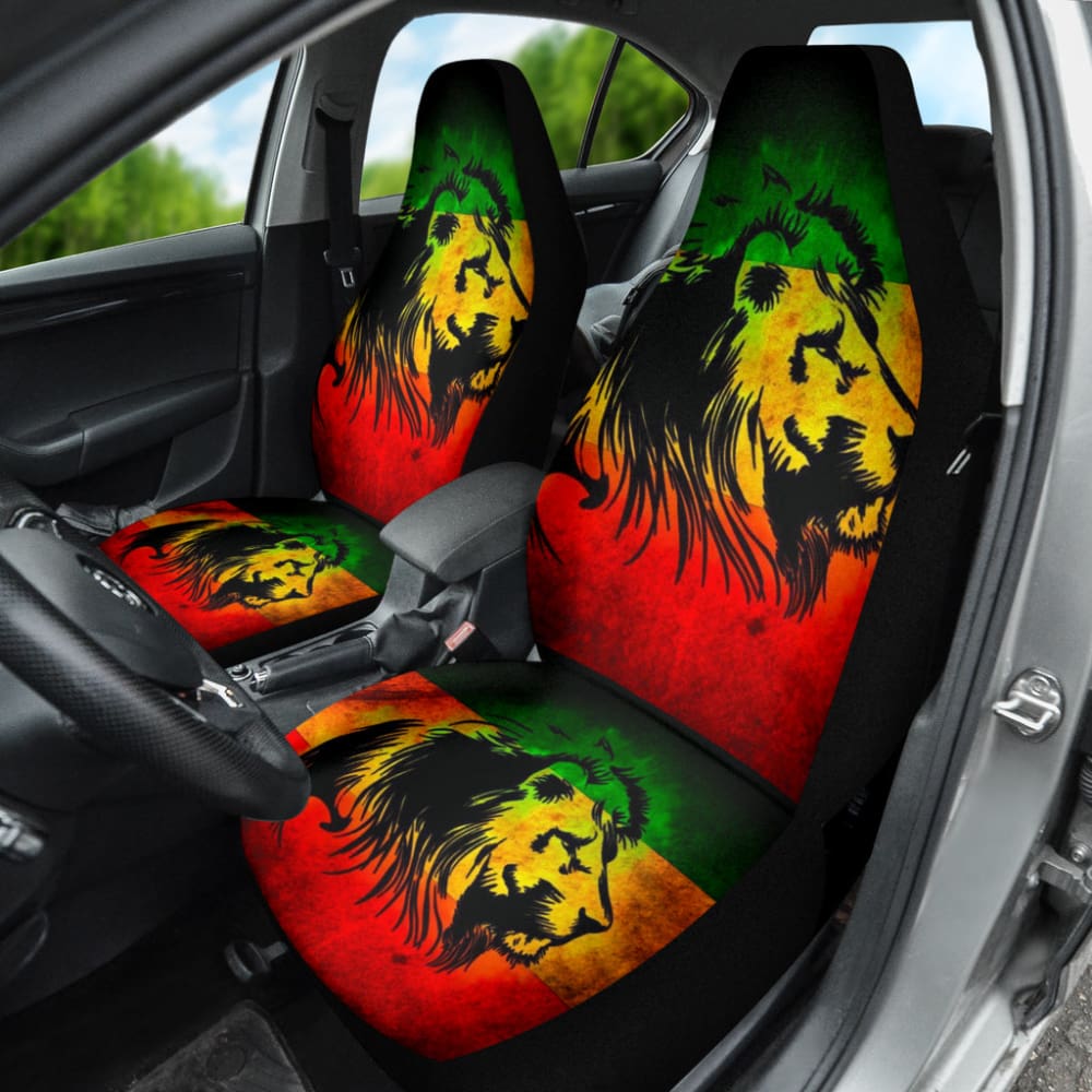 Reggae Rasta Lion Car Seat Covers - Custom Fit for Most Vehicles | Unique Gift for Music Lovers & Car Enthusiasts | Perfect for Road Trips, Daily Commutes & Jamaican Culture Fans