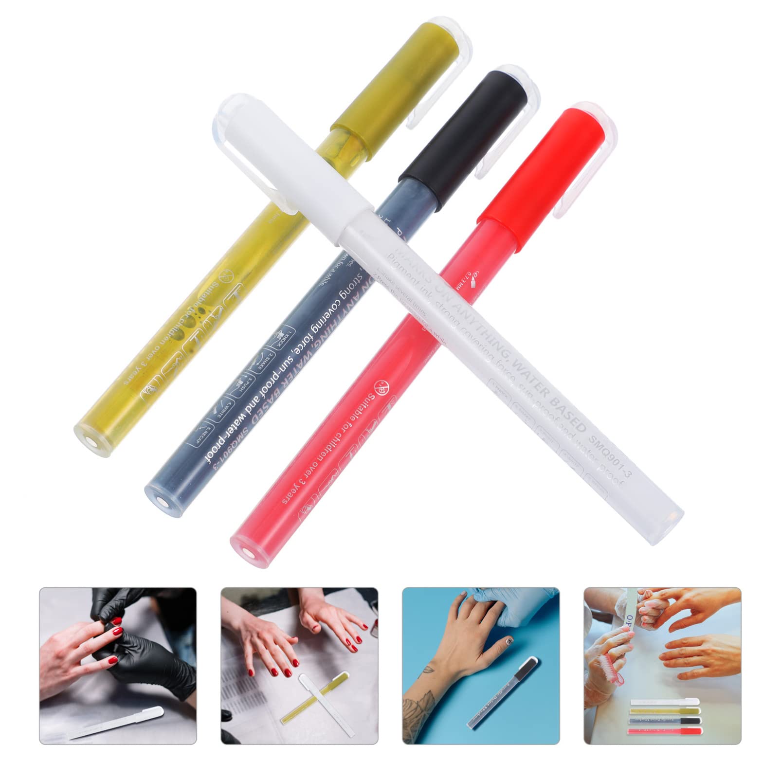 Beavorty 4pcs Nail Art Pens Set - Fine Tip Nail Polish Pens for Dots, Lines & Nail Art Painting - Perfect for DIY Manicures, Salon Use & Gift Giving